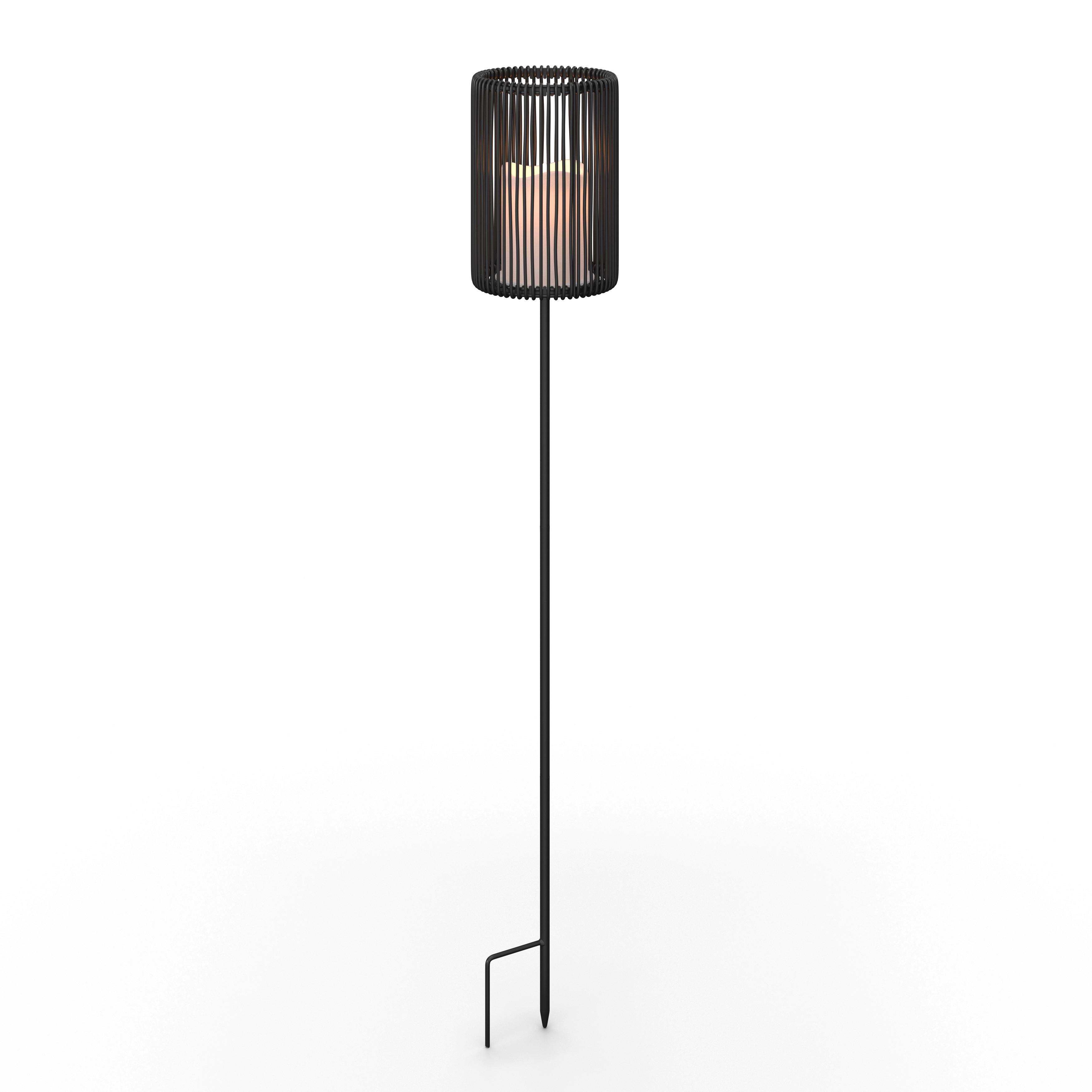 Solarleuchte Nanay Schwarz Metall/Kunststoff - Schwarz, MODERN, Kunststoff/Metall (12/12/80cm) - Bessagi Home