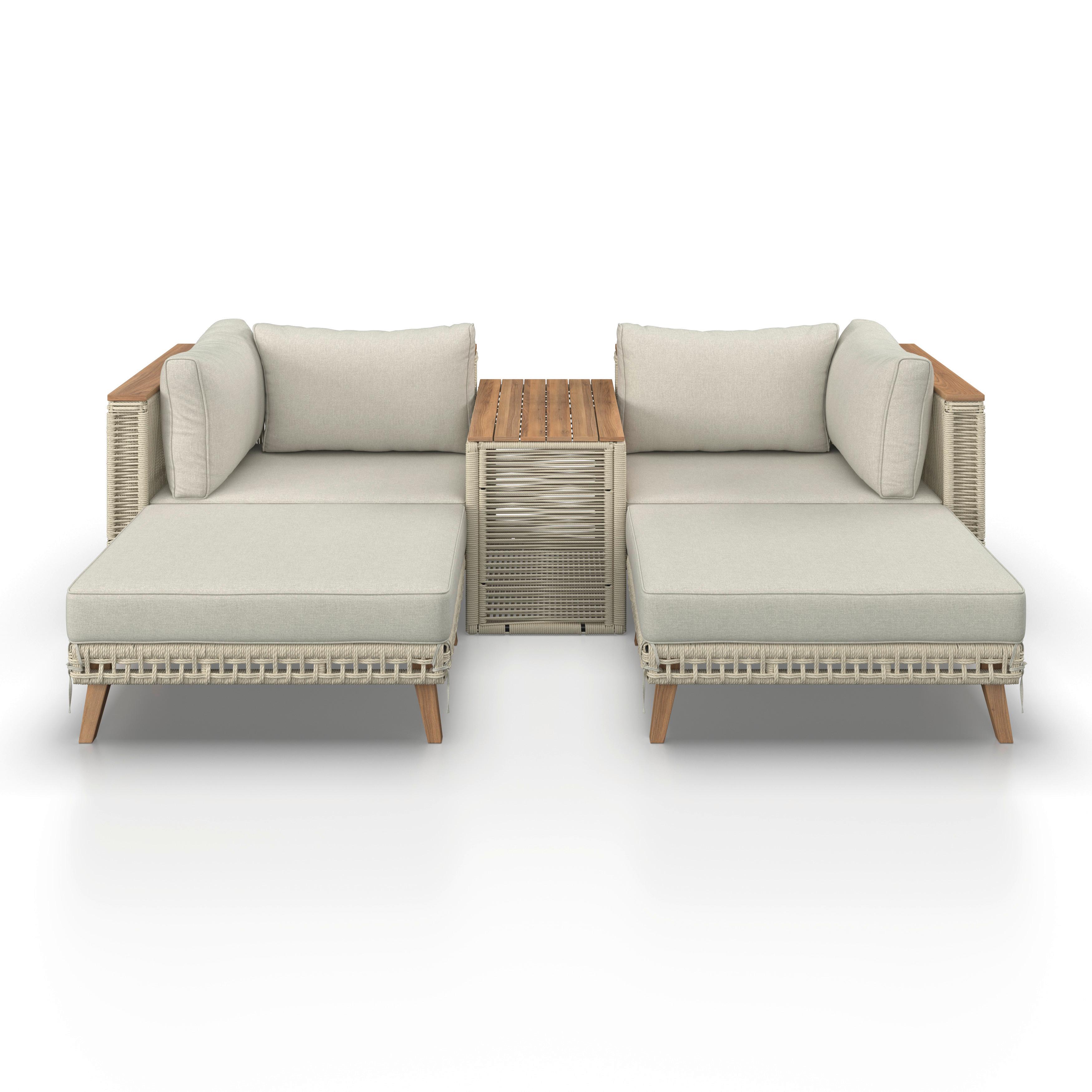 LOUNGEGRUPP MARILOU - ljusgrå/cremefärgad, Modern, metall/trä - Bessagi Garden