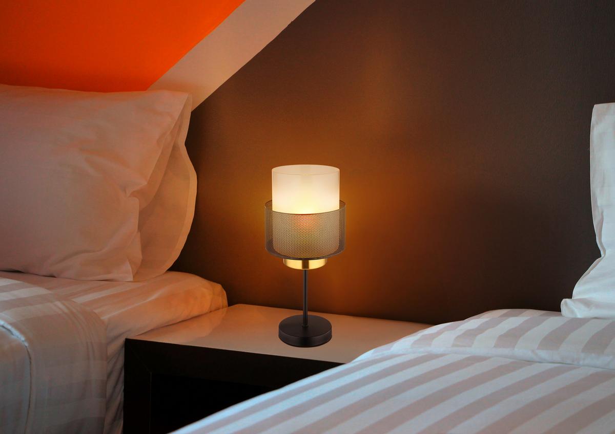 Tischleuchte Olga Schwarz/Klar max. 60 Watt - Klar/Schwarz, Design, Glas/Metall (18/40cm) - Globo