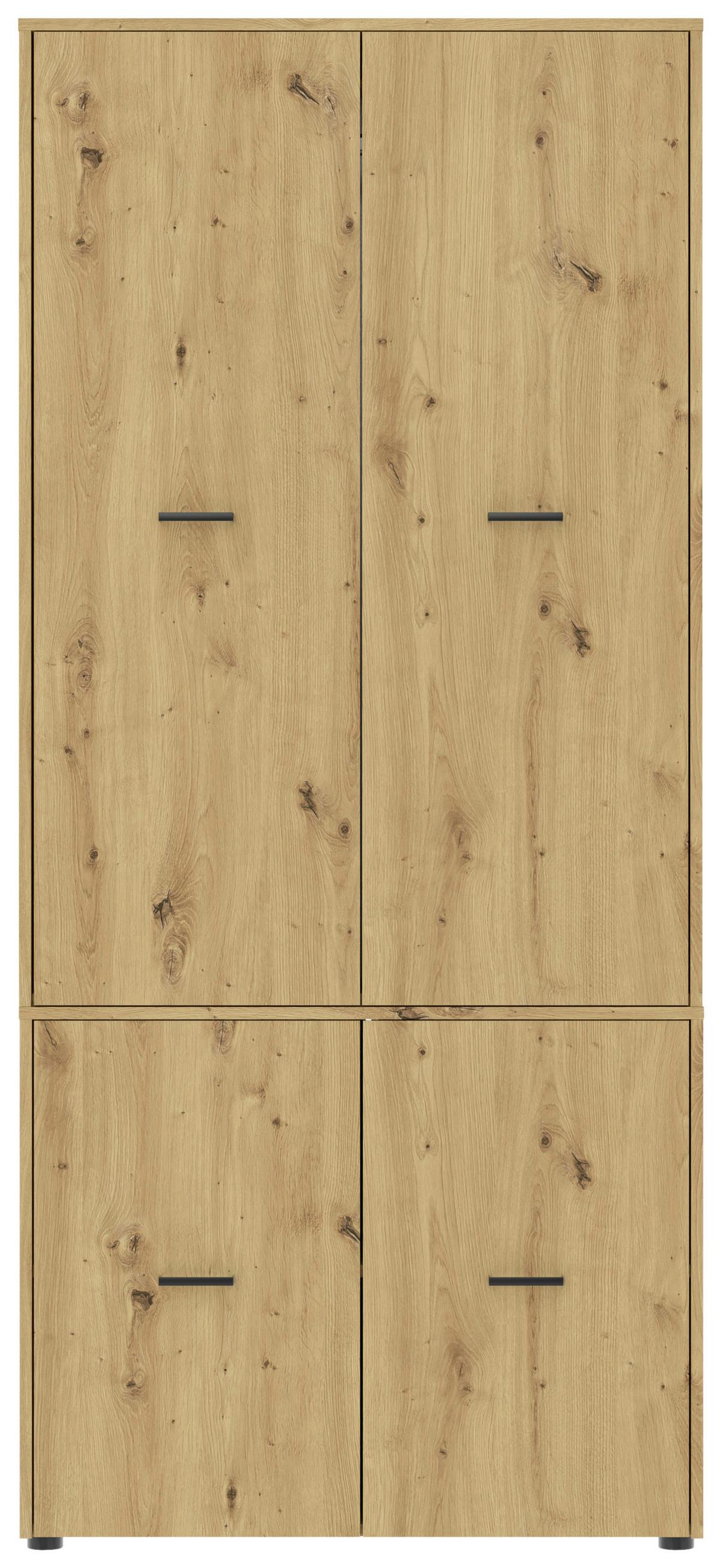 Kleiderschrank Kivo Eiche Artisan - Schwarz/Eiche Artisan, Basics, Holzwerkstoff/Kunststoff (90/199,6/52,1cm) - Based