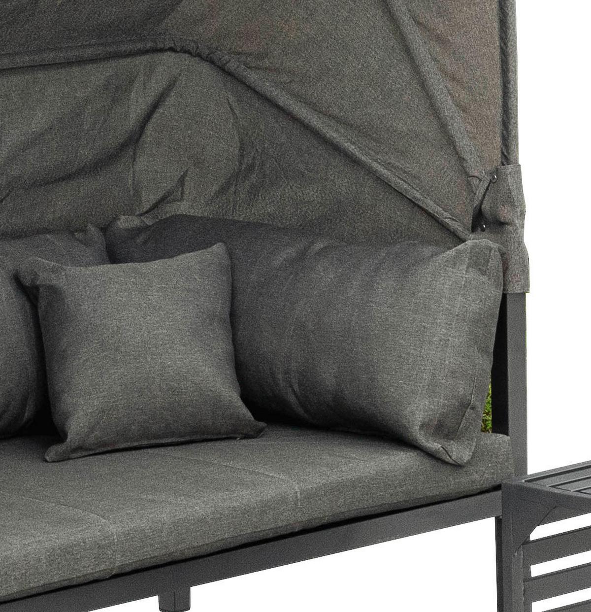 Loungegarnitur 4-tlg. Argos Metall/Textil mit Kissen - Graphitfarben/Grau, KONVENTIONELL, Textil/Metall (175/148/80cm) - Gardenson