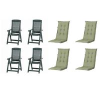 GARTENSTUHL-SET TAMPA+AUFLAGEN SET - Grün, MODERN, Kunststoff/Textil (44/111/50cm) - Gardenson