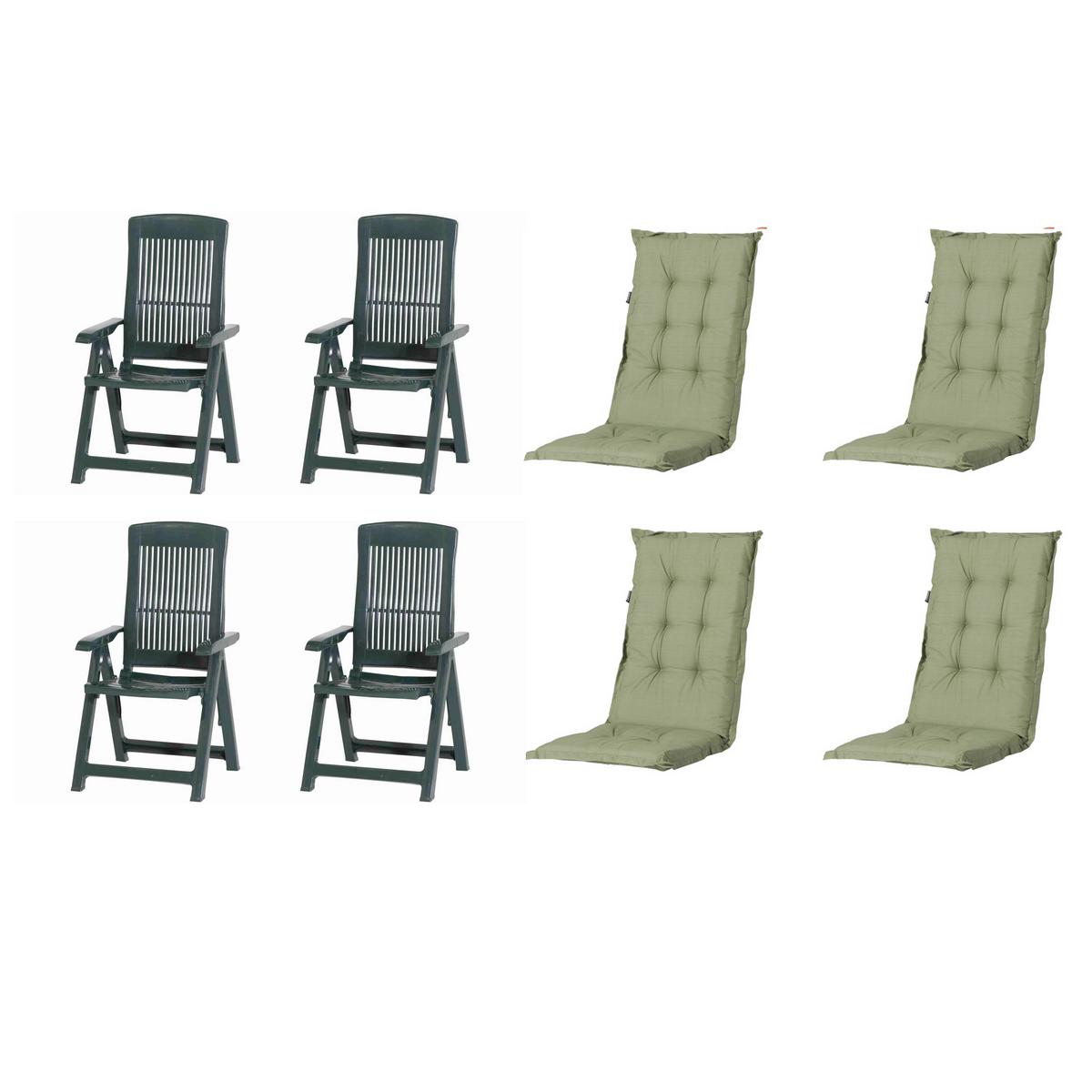 GARTENSTUHL-SET TAMPA+AUFLAGEN SET - Grün, MODERN, Kunststoff/Textil (44/111/50cm) - Gardenson