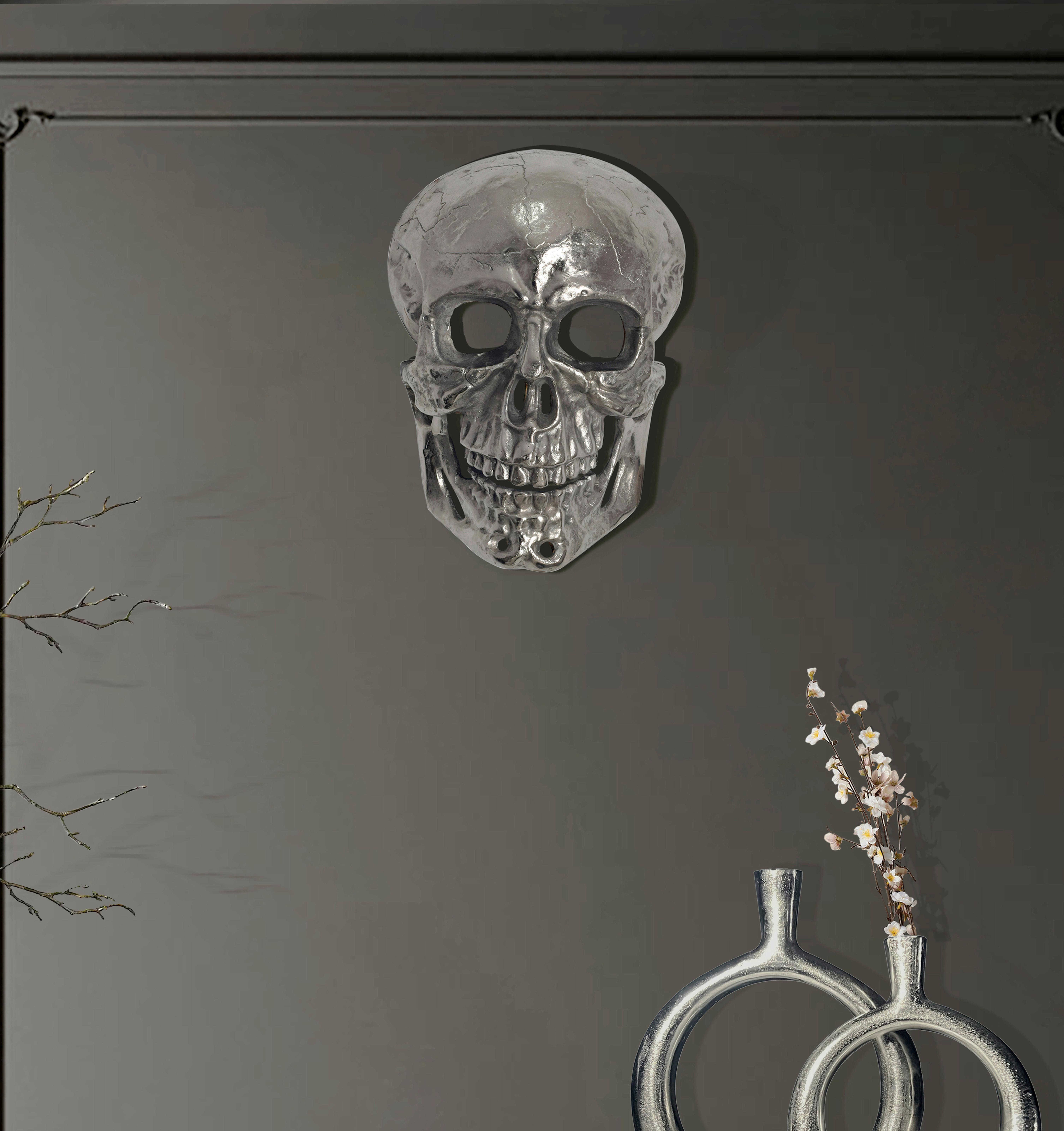 WANDDEKO WANDDEKO SCHÄDEL SILBER - Silberfarben, Design, Metall (30/41/15,5cm) - Livetastic