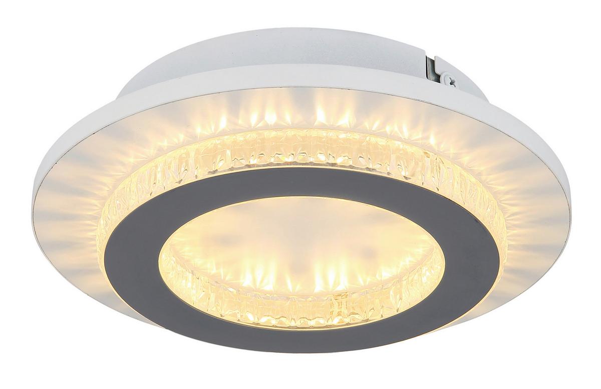 LED-DECKENLEUCHTE 48042-12W  JAYDEN - Klar/Weiss, Design, Kunststoff/Metall (20/5,5cm) - Globo