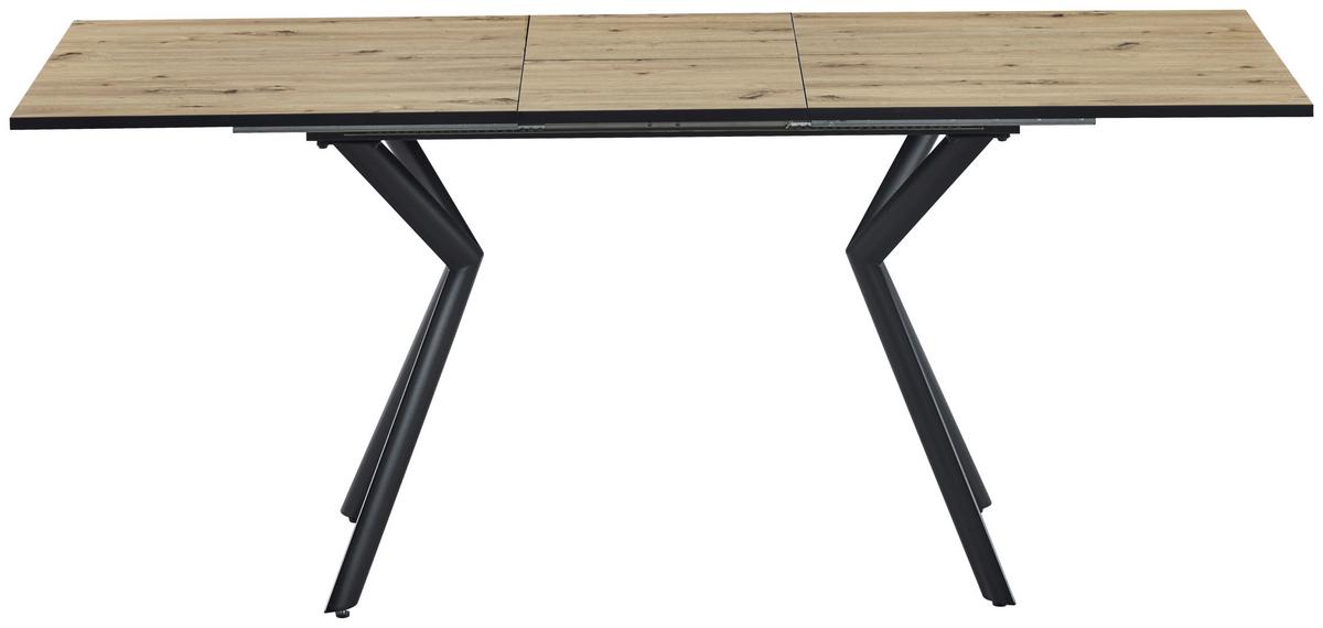 Raztegljiva Jedilna Miza Marcel, 140-180x80 - črna/barve hrasta, Moderno, kovina/leseni material (140-180/76/80cm)