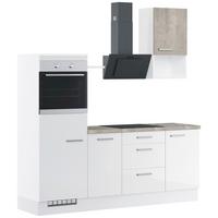 Küchenblock IBZ ohne Geräte ca. 215 cm Weiß - Edelstahlfarben/Weiß Hochglanz, Design, Holzwerkstoff/Metall (215cm) - Impuls