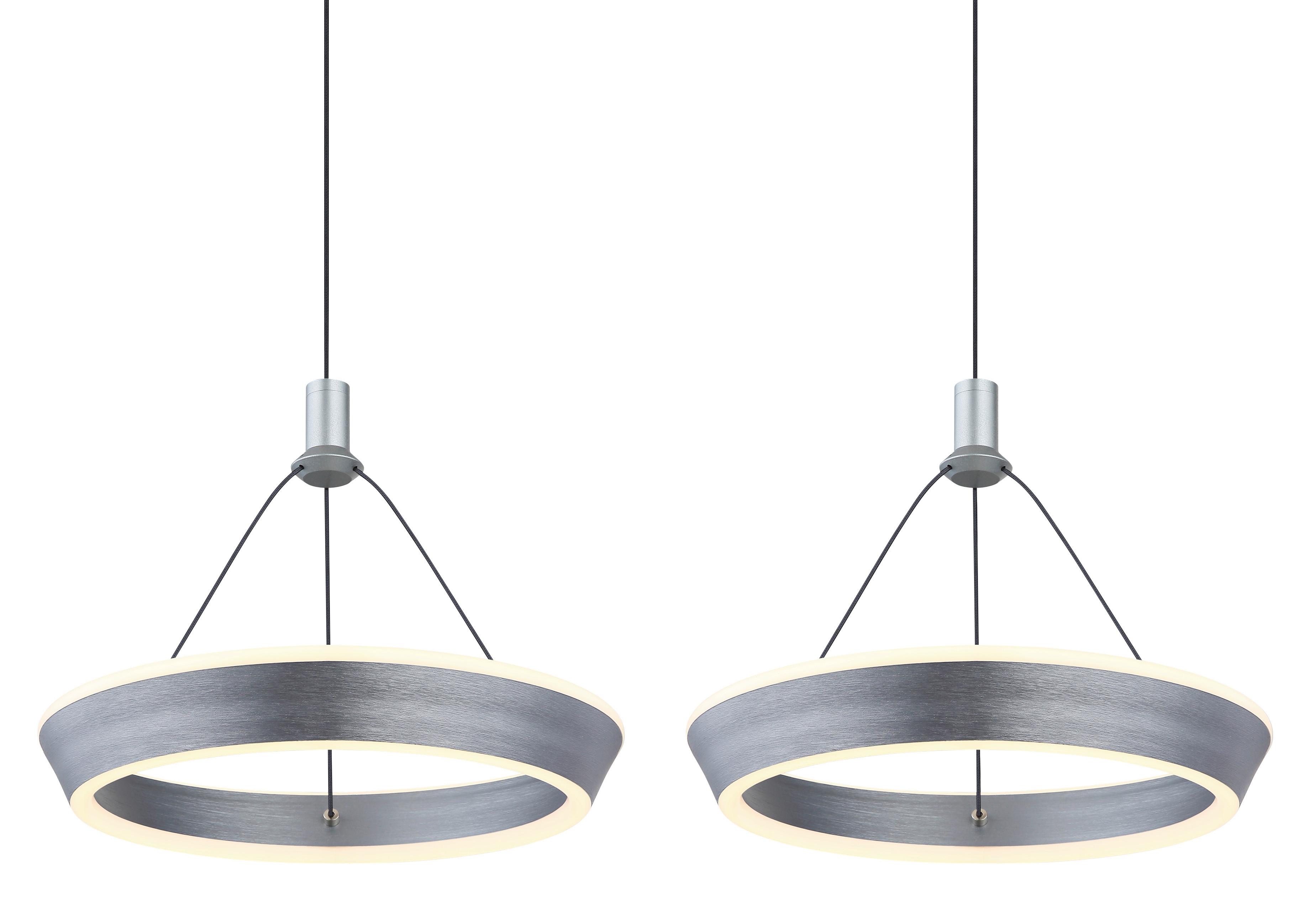 LED-Hängeleuchte Ferra Grau/Opal/Titan max. 36 Watt - Titanfarben/Opal, Design, Kunststoff/Metall (97,5/30,4/200cm) - Globo