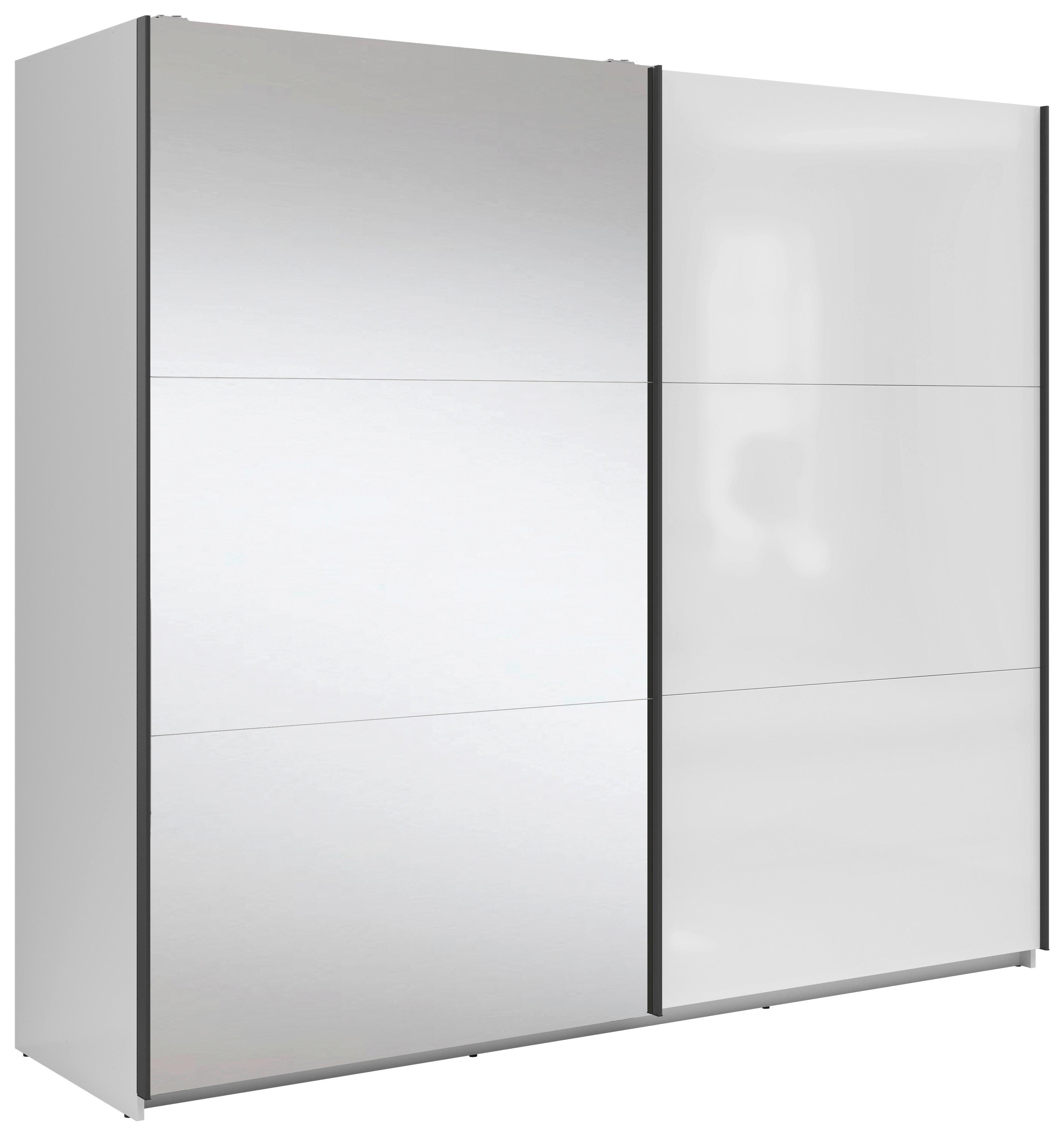 Ormar S Kliznim Vratima Tetrix - bijela visoki sjaj/prozirno, Moderno, staklo/drvni materijal (220/195,5/60cm) - Modern Living