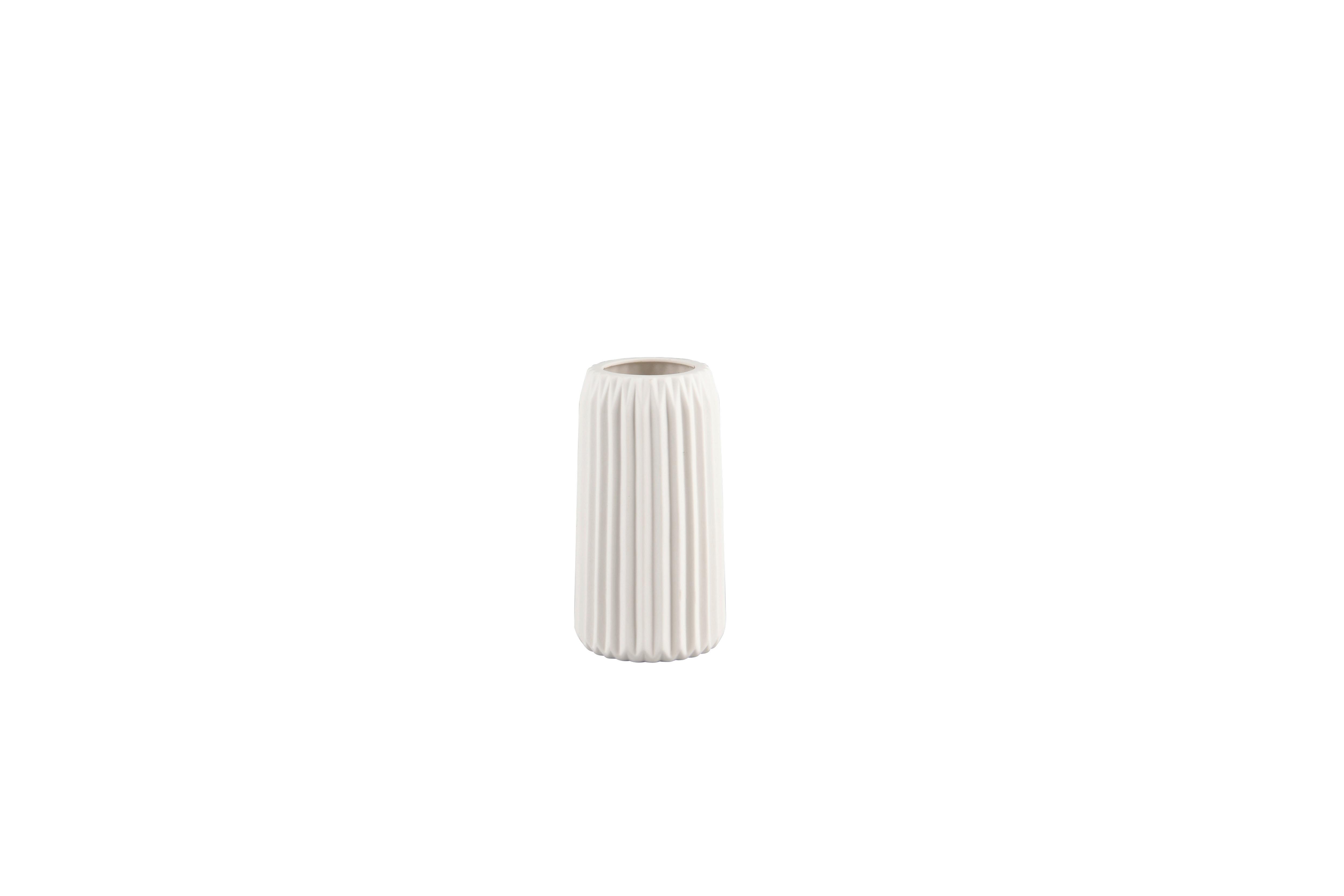 Dekovase Ruffle Weiß - Weiß, Basics, Keramik (10,5/10,5/20cm)