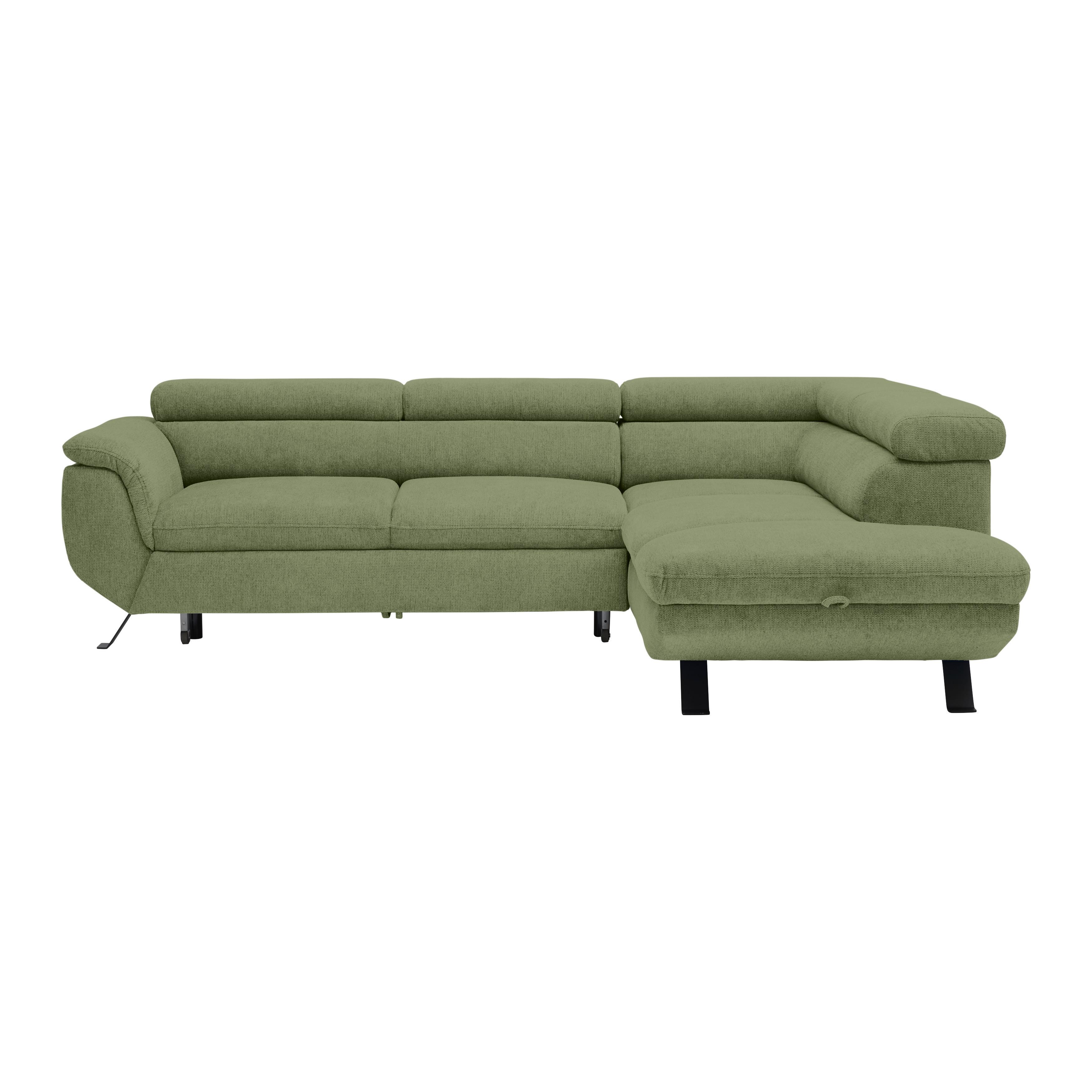 Ecksofa Raven Olivgrün - Schwarz/Olivgrün, MODERN, Textil/Metall (257/198cm) - Mömax