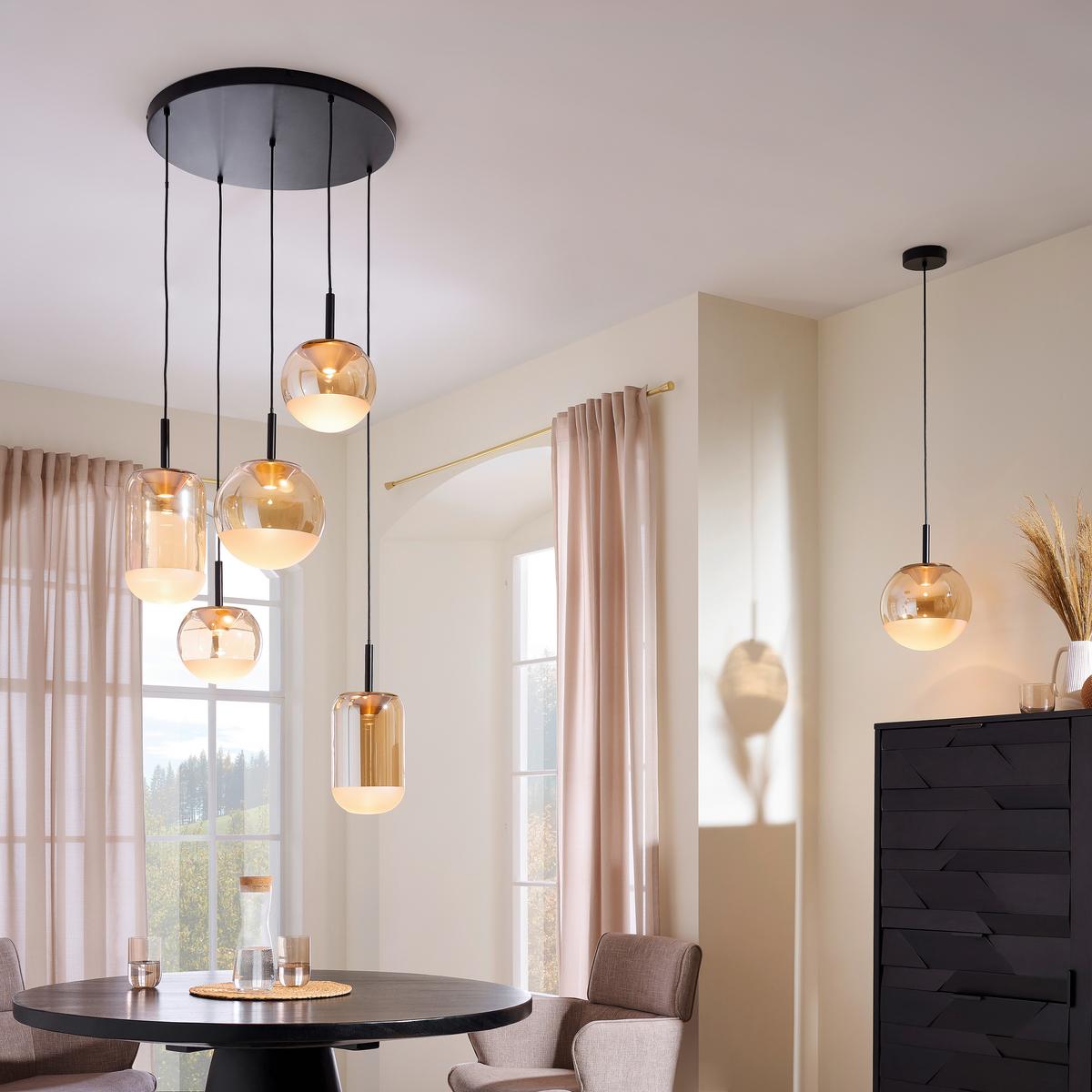 Led Viseća Svjetiljka Severin - narančasta/boje mjeda, Konvencionalno, staklo/metal (71/150cm)