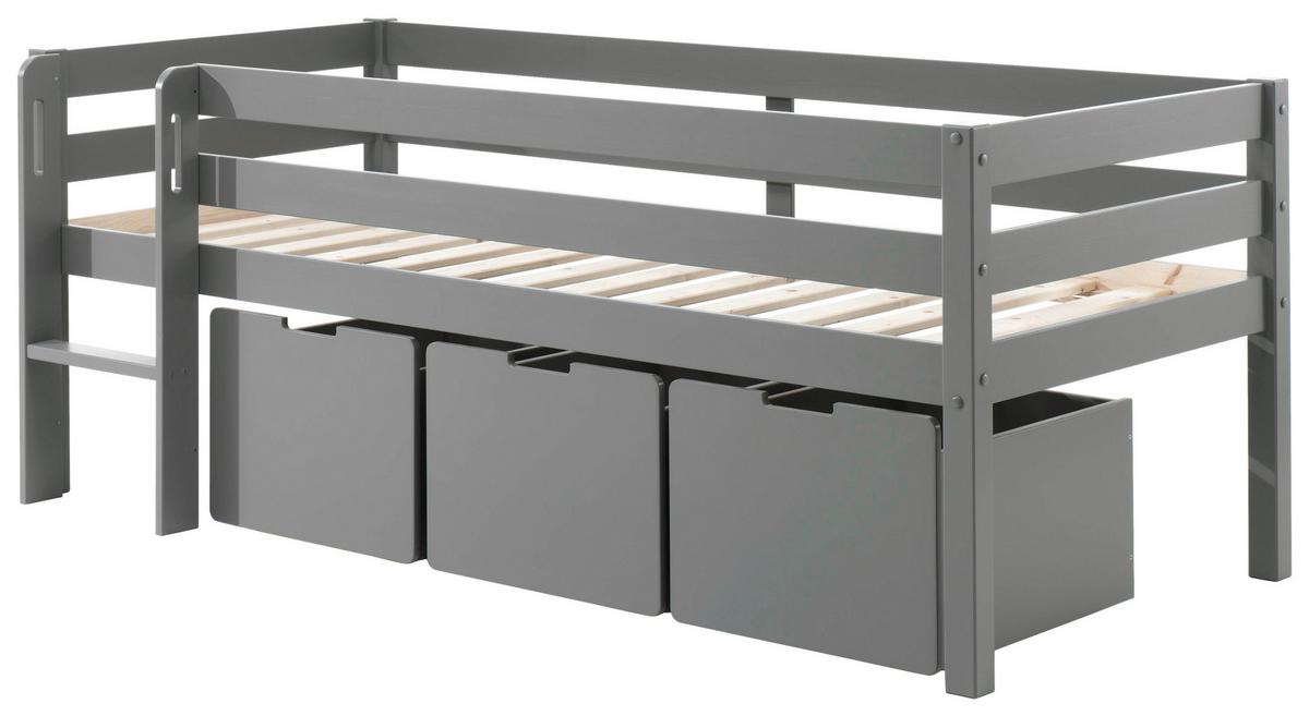 Spielbett Pino Grau mit Stauraum - Grau, MODERN, Holz/Holzwerkstoff (90/200cm) - Vipack