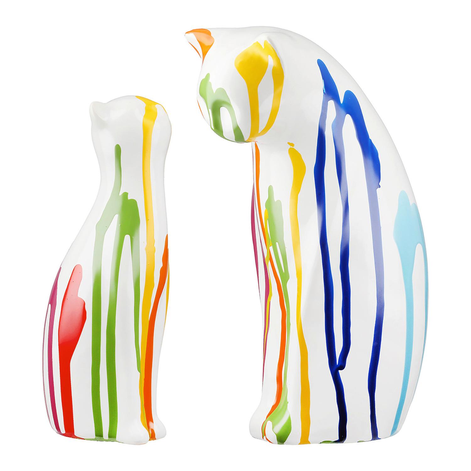 Skulptur Katze Colori Multicolor - Multicolor, Basics, Keramik (14/22cm)