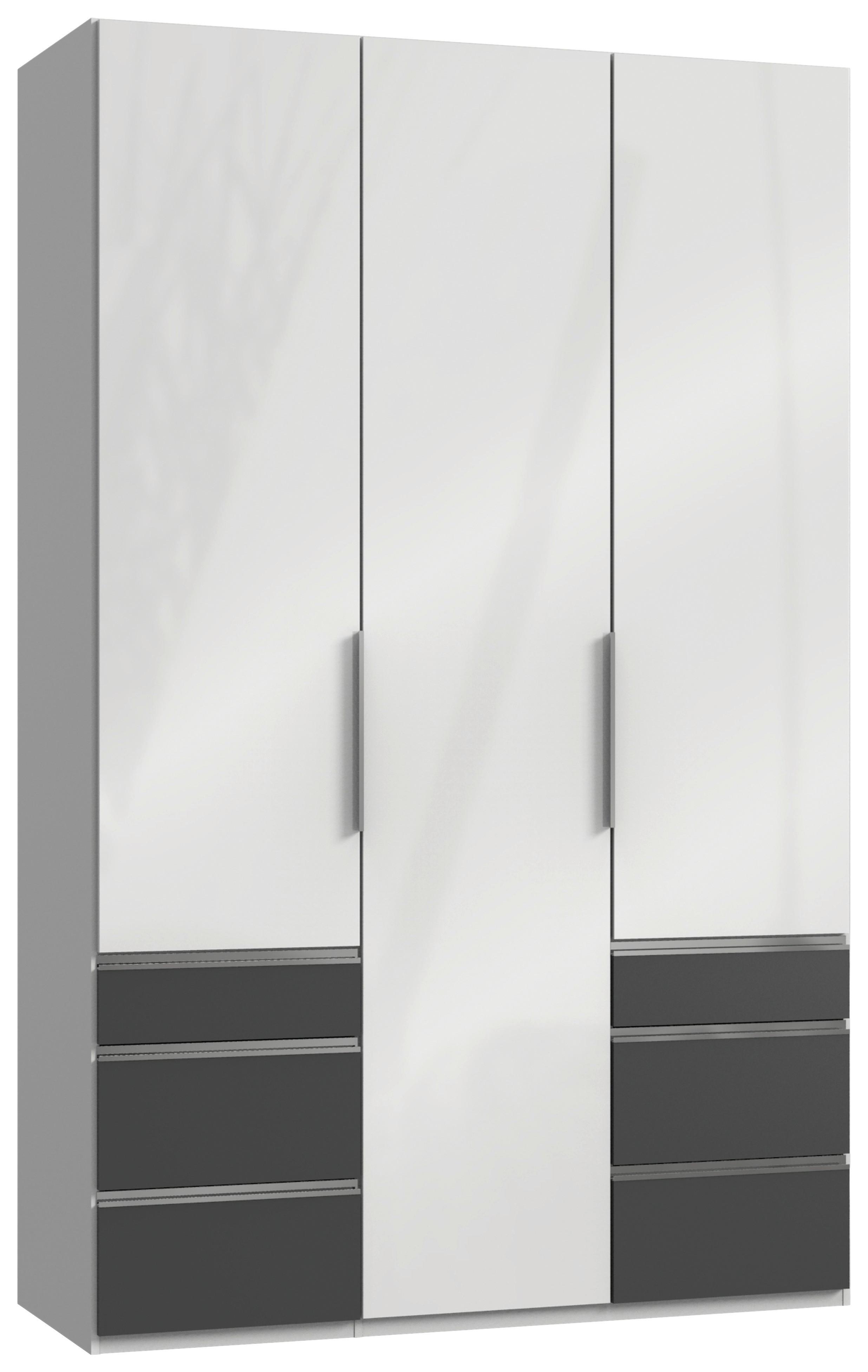 Drehtürenschrank Level 36D ca. 150 cm Graphitfarben/Weiß - Chromfarben/Weiß Hochglanz, MODERN, Holzwerkstoff/Metall (150/236/58cm) - MID.YOU