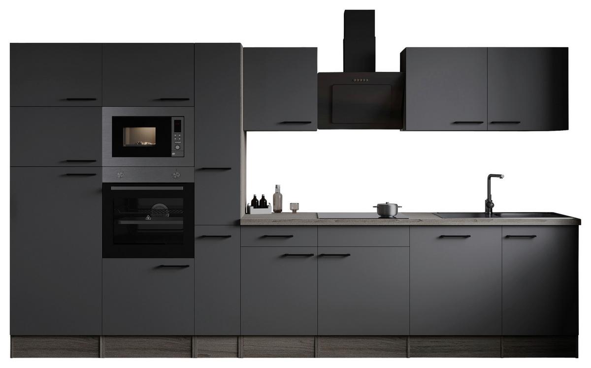 Kuhinjski Blok Z Aparati Oliver, 370cm - črna/siva, Design, kovina/leseni material (370cm) - Respekta