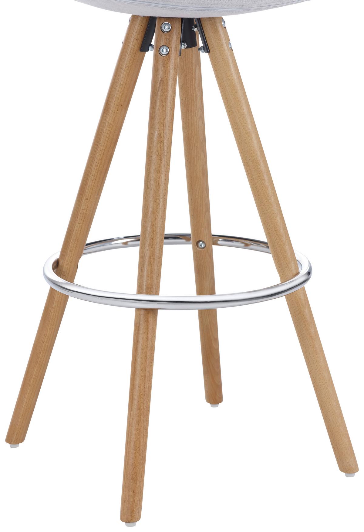 STOŁEK BAROWY NELO - kolor bukowy/jasnoszary, Modern, metal/drewno (42/100/33cm) - Bessagi Home