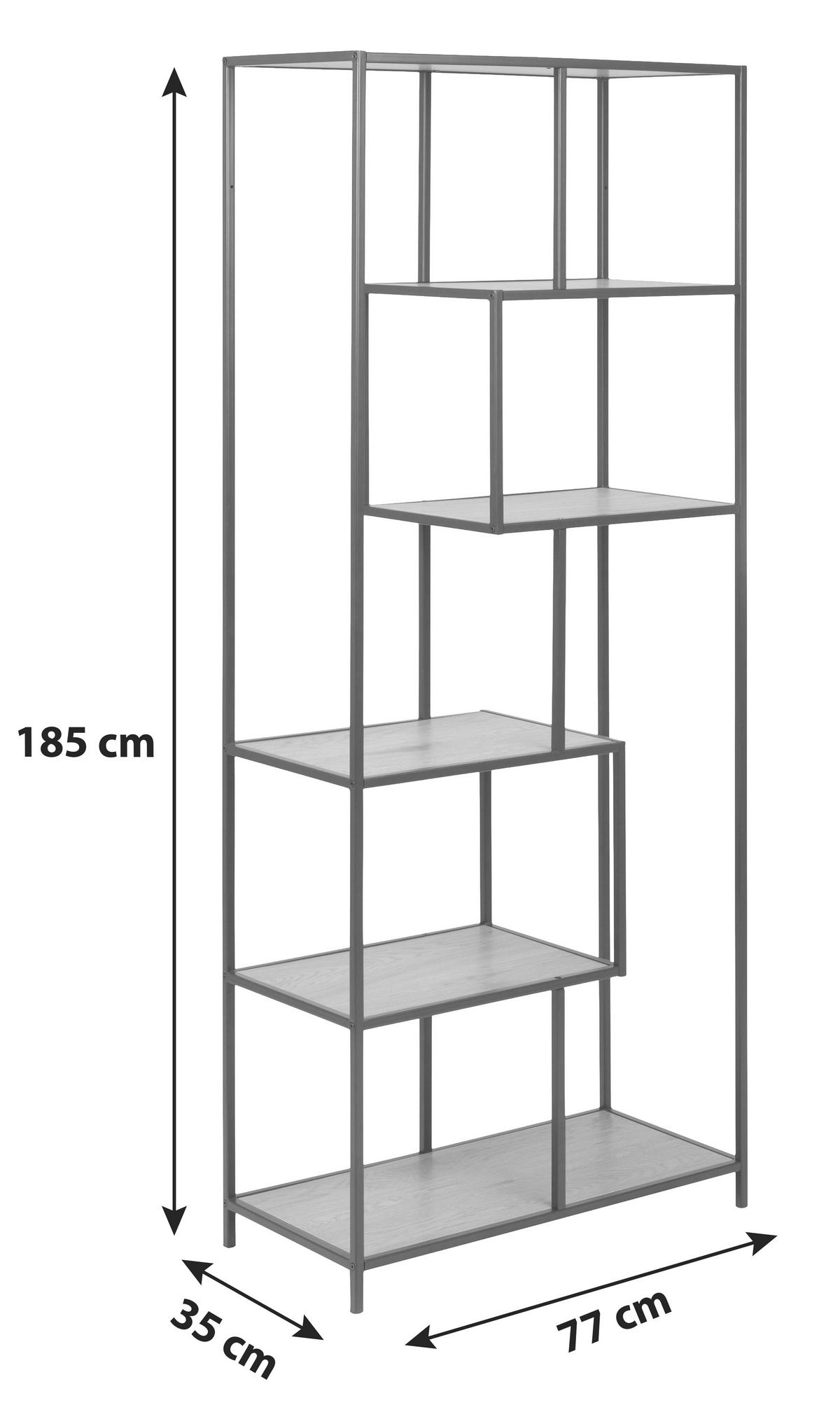 REGAŁ SEAFORD - kolor dębowy/czarny, Trend, materiał drewnopochodny/metal (77/185/35cm) - Xora