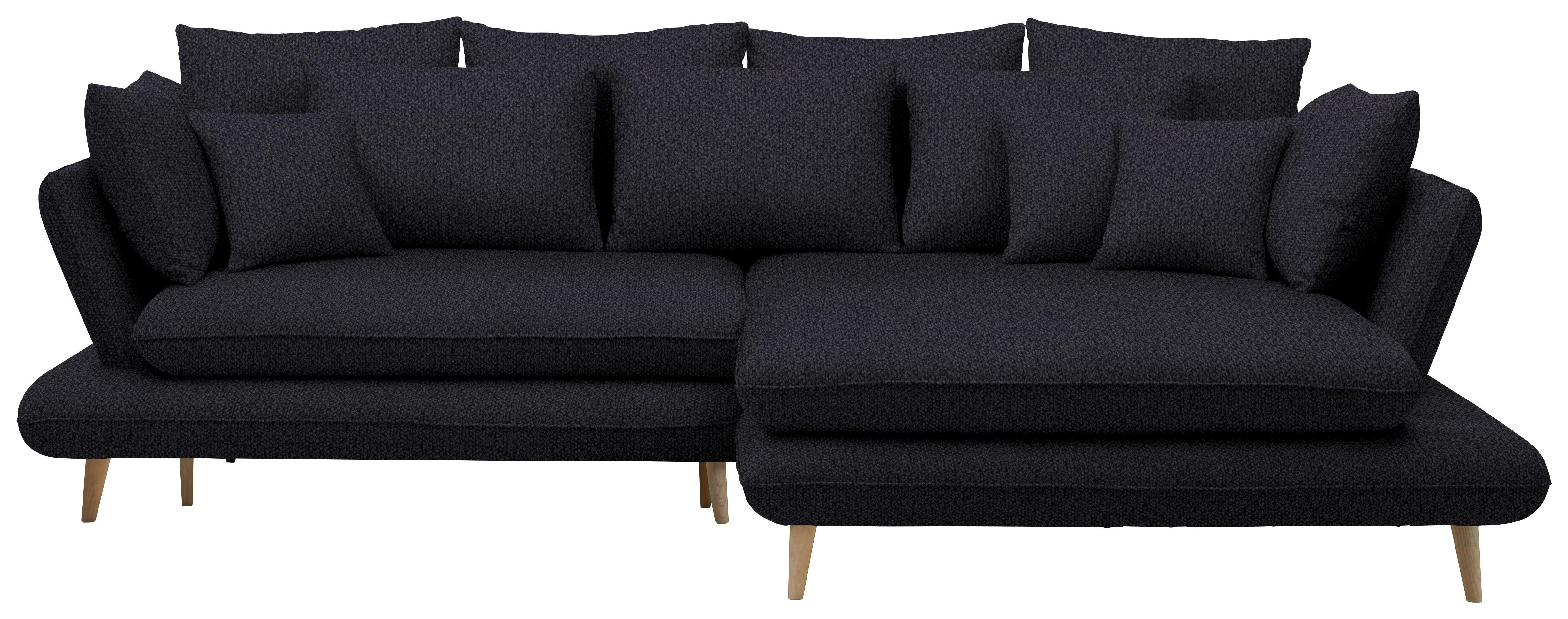 Ecksofa Monte Schwarz - Schwarz/Naturfarben, ROMANTIK / LANDHAUS, Holz/Textil (283/181cm) - Based