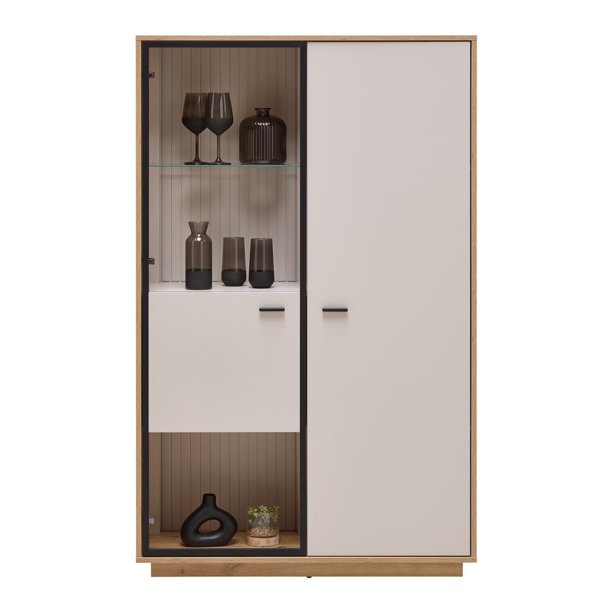 Highboard Cremona Kaschmir/Eiche Artisan - Kaschmir/Schwarz, MODERN, Glas/Holzwerkstoff (100,3/161,7/38cm) - Premium Living