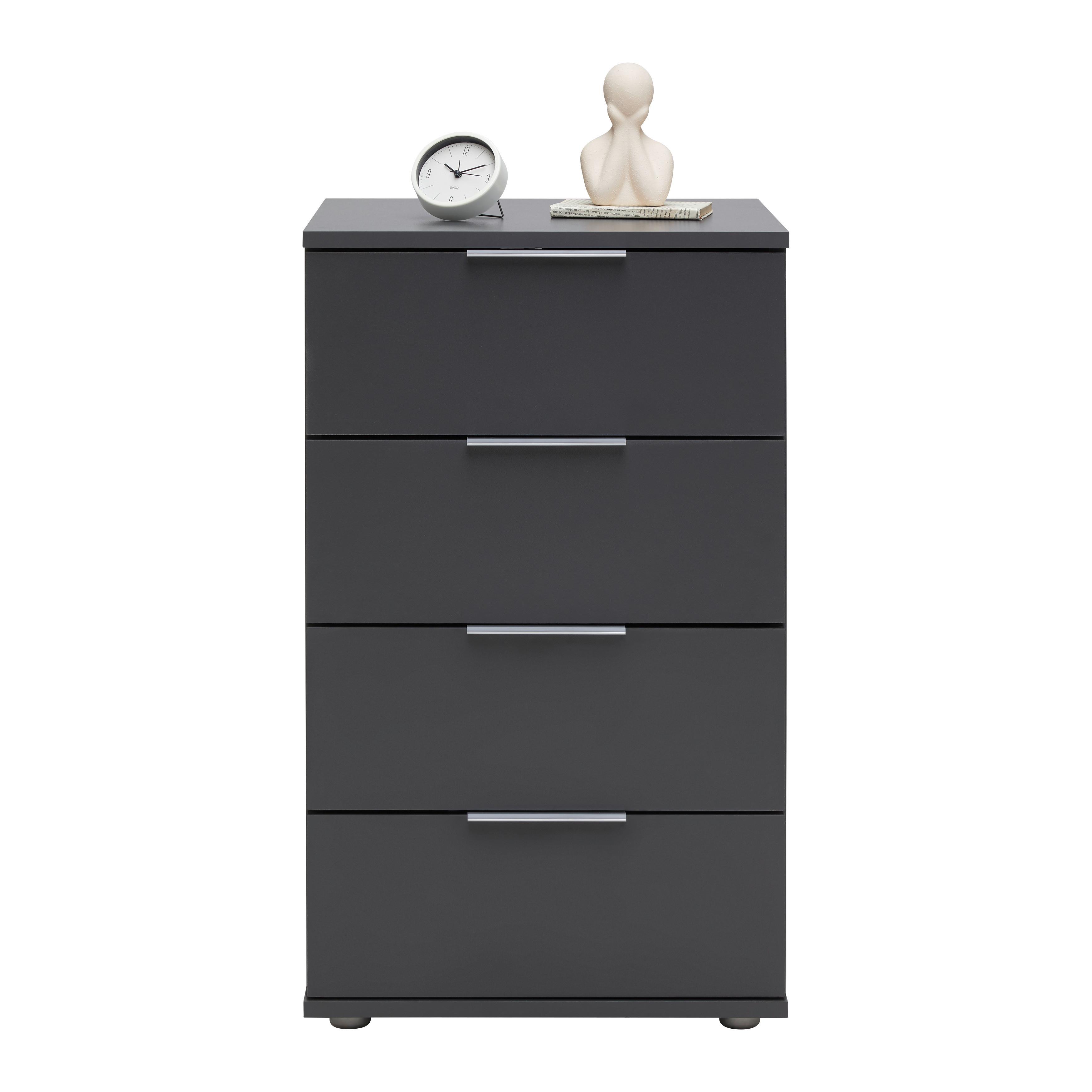 SÄNGBORD CUATRO - silver/antracit, Klassisk, trämaterial/plast (46/79/42cm) - Modern Living