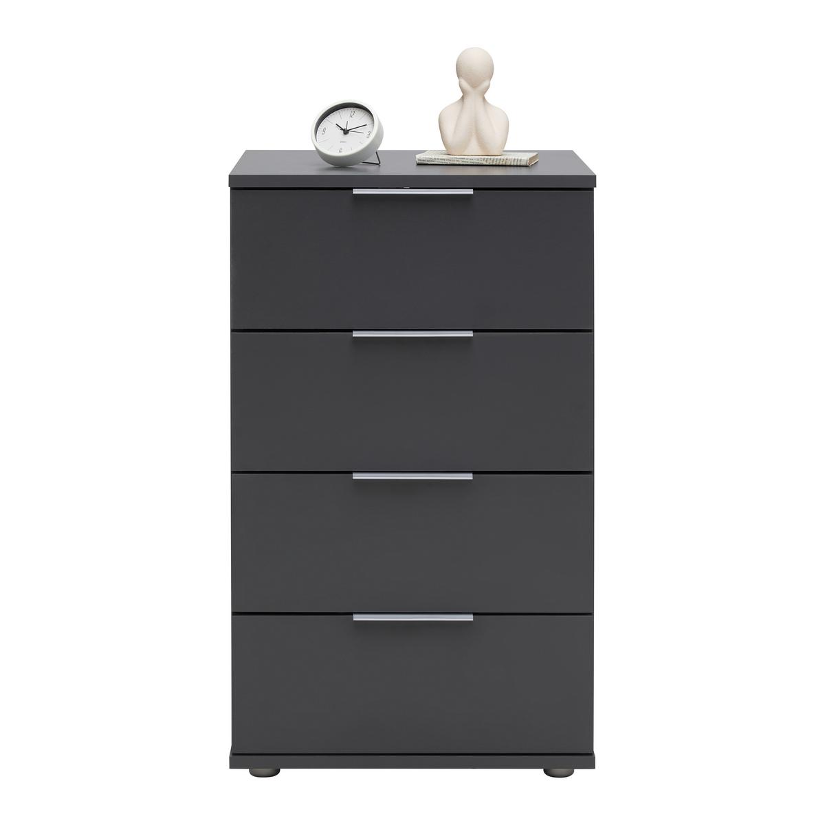 Noptiera Cuatro - antracit, Konventionell, material pe bază de lemn (46/79/42cm) - Modern Living
