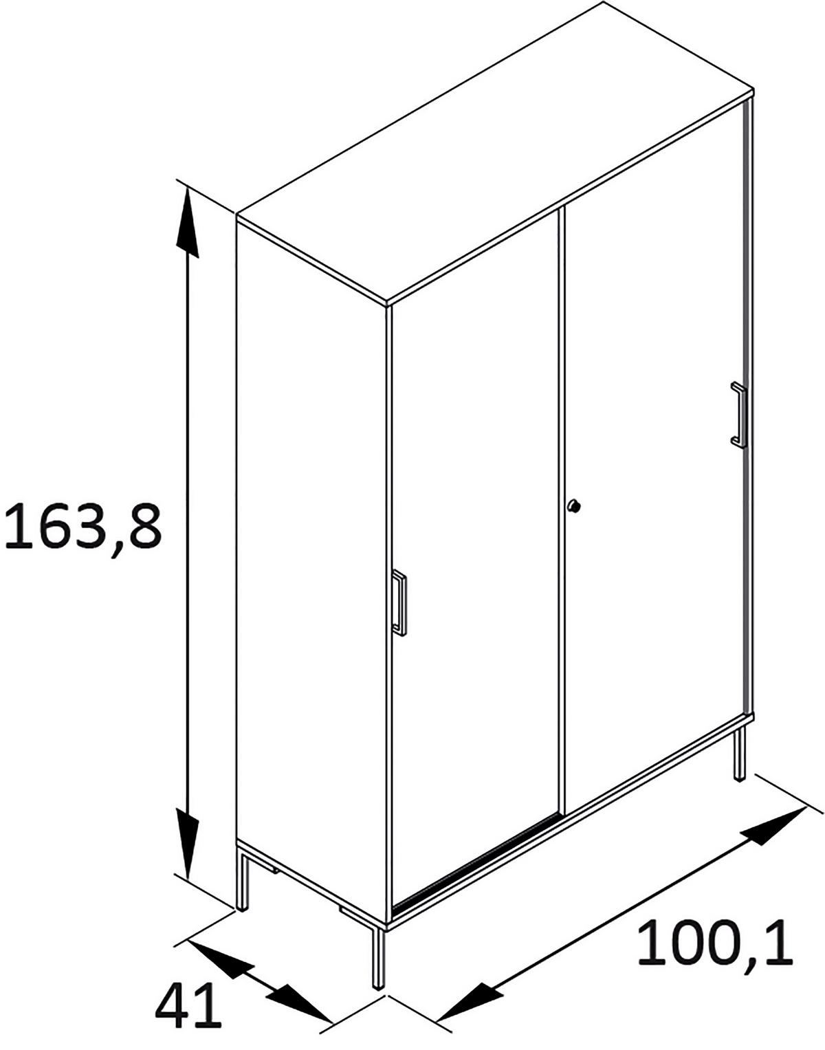 Aktenschrank versperrbar ca. 100x164 cm Eiche - Eichefarben, MODERN, Holzwerkstoff (100,1/163,8/41cm) - MID.YOU