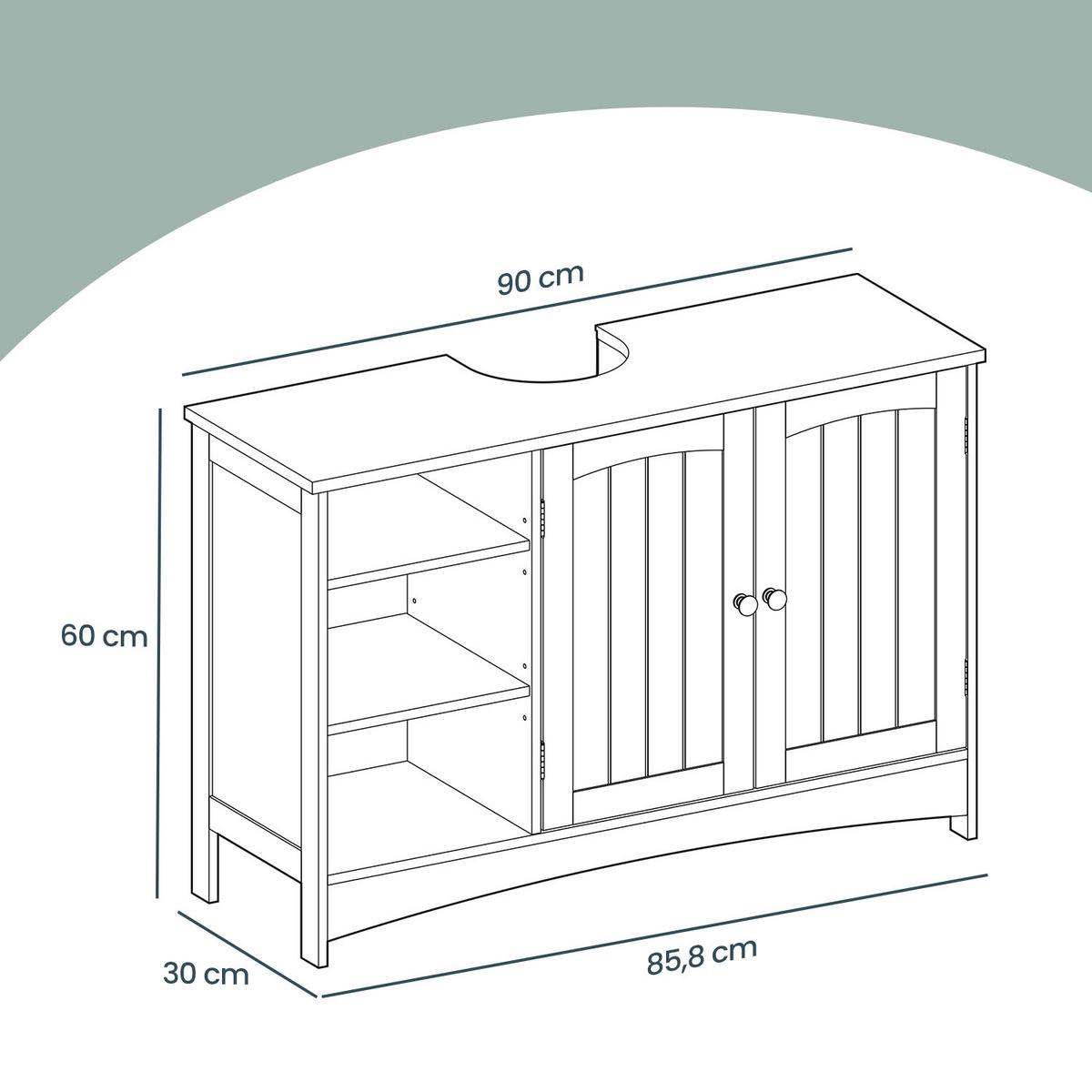 WASCHBECKENUNTERSCHRANK WASHBASIN CABINET - Chromfarben/Grau, MODERN, Holzwerkstoff/Metall (90/60/30cm) - MID.YOU