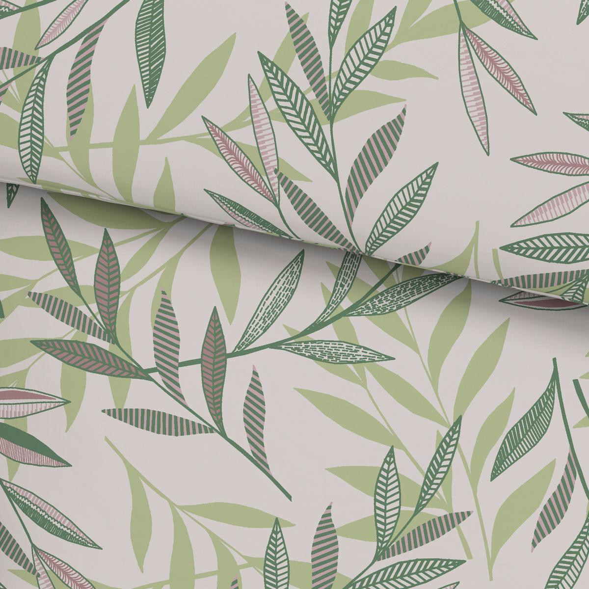 Bettwäsche Stitched Leaves Grün/Beige ca. 140x200cm - Beige/Grün, Textil (140/200cm) - Modern Living