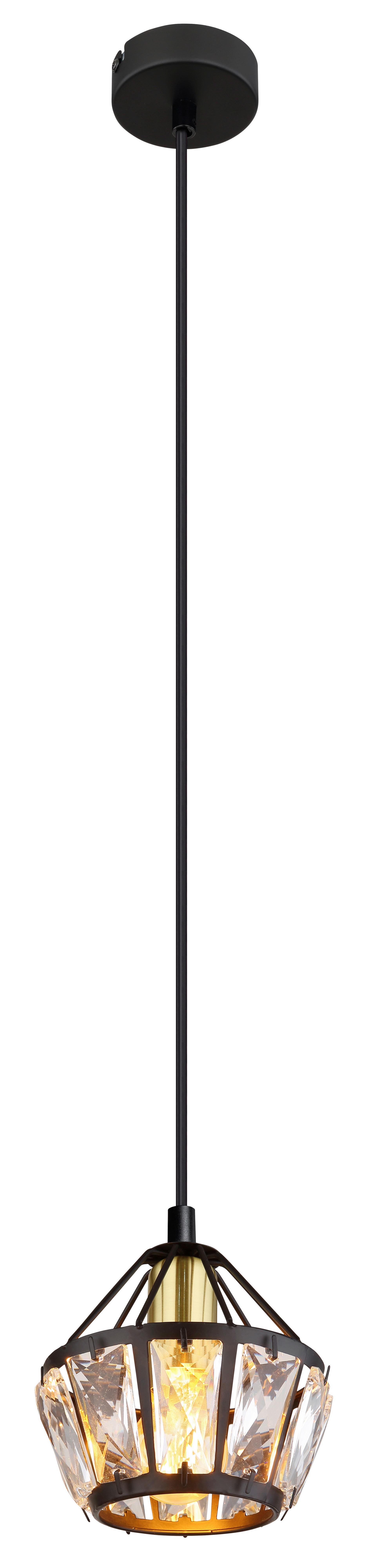Hängeleuchte Lois Schwarz/Messingfarben max. 40W - Klar/Messingfarben, KONVENTIONELL, Glas/Kunststoff (12,5/150cm) - Globo