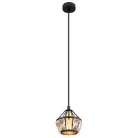 Hängeleuchte Lois Schwarz/Messingfarben max. 40W - Klar/Messingfarben, KONVENTIONELL, Glas/Kunststoff (12,5/150cm) - Globo