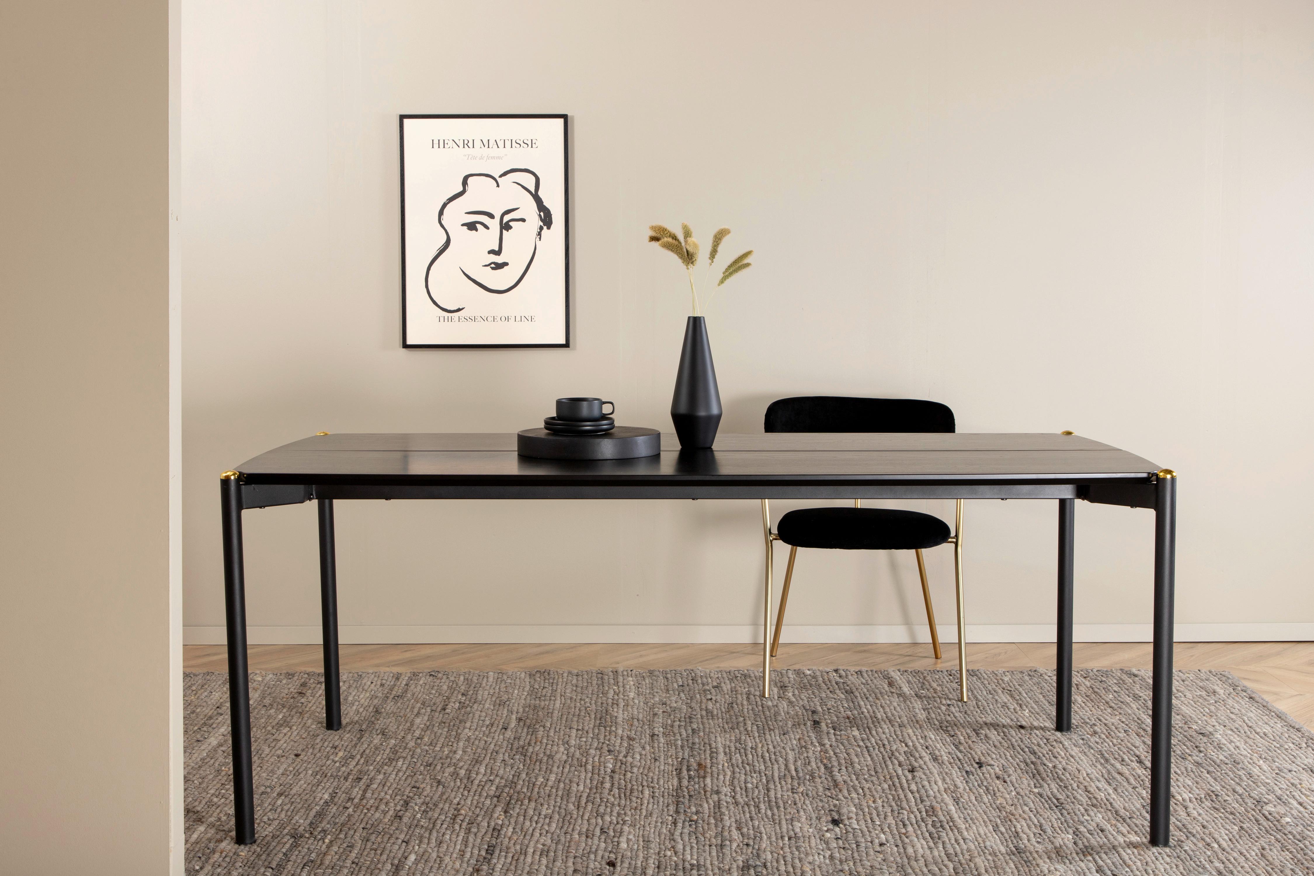 ESSTISCH PELLE - Schwarz, Design, Holzwerkstoff/Metall (190/90/75cm) - Livetastic