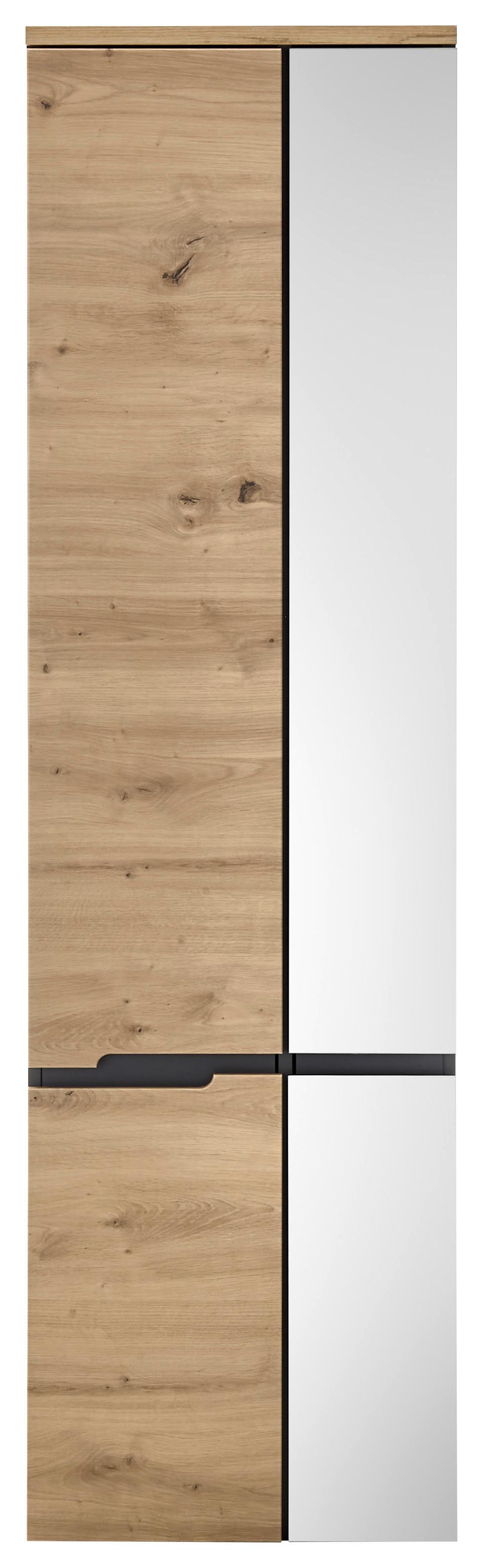 Hängeschrank Memphis Grau/Eiche Artisan - Eiche Artisan/Grau, MODERN, Glas/Holzwerkstoff (50/176/31cm) - Mömax