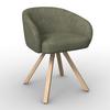 Armlehnstuhl Naya Grün Chenille Drehbar Gepolstert - Buchefarben/Grün, MODERN, Holz/Textil (62/65/81cm) - Bessagi Home