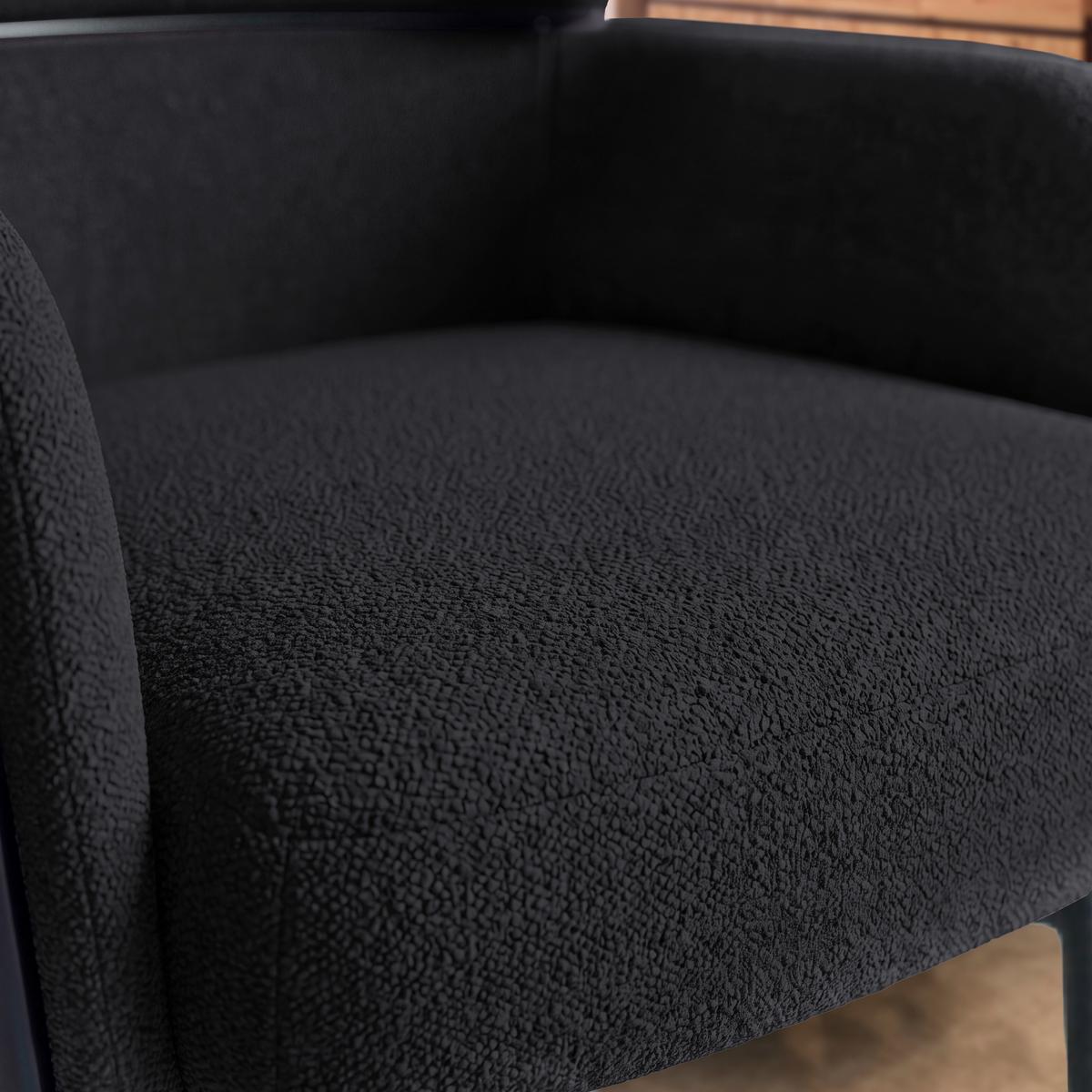 Armlehnstuhl Chloe Schwarz Webstoff Gepolstert - Schwarz, MODERN, Textil/Metall (62/79/59,5cm) - Bessagi Home