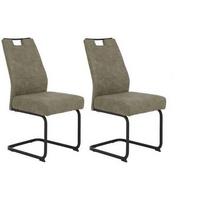 Schwingstuhl 2er-Set Kerstin S Schlammfarben Mikrofaser - Schlammfarben/Schwarz, MODERN, Textil/Metall (49/100/61cm) - MID.YOU