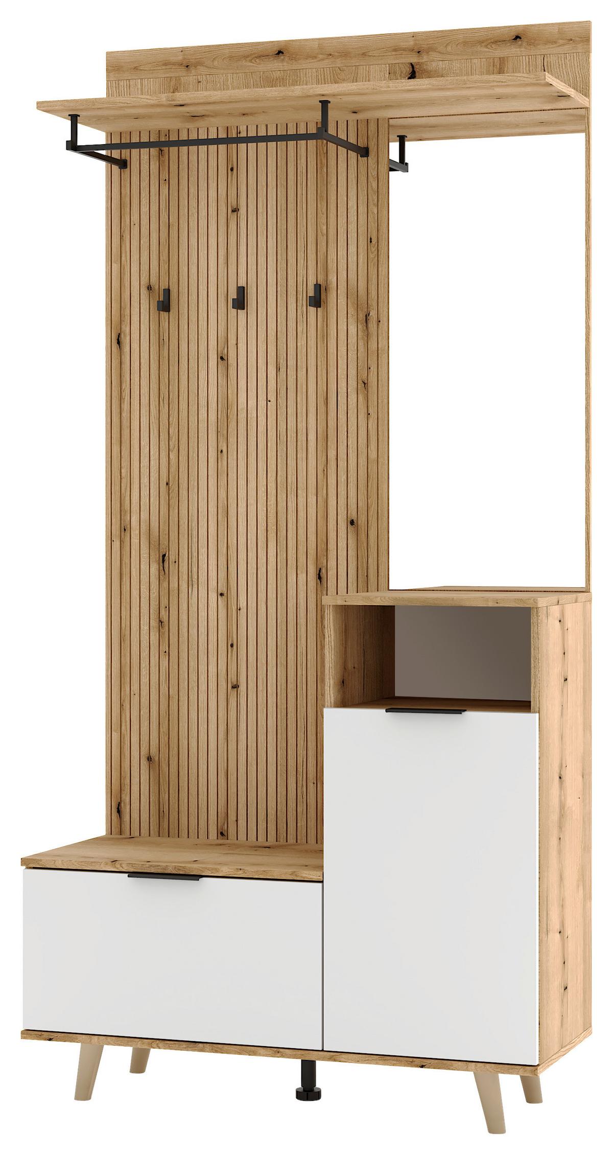 PRZEDPOKÓJ NORDIC C - kolor dębowy/biały, Design, materiał drewnopochodny (100/204/40cm) - MID.YOU