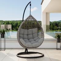 Fotoliu suspendat Nancy - gri închis/negru, Modern, plastic/metal (105/196/120cm) - Bessagi Garden