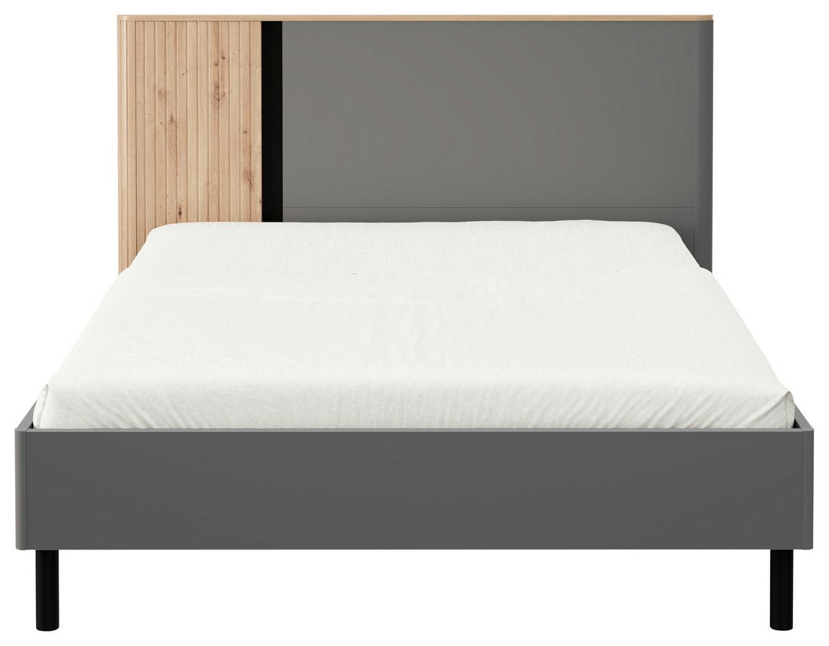 Ágykeret Fejvéggel Sinop - grafitszürke/fekete, Modern, faalapú anyag (160/200cm)