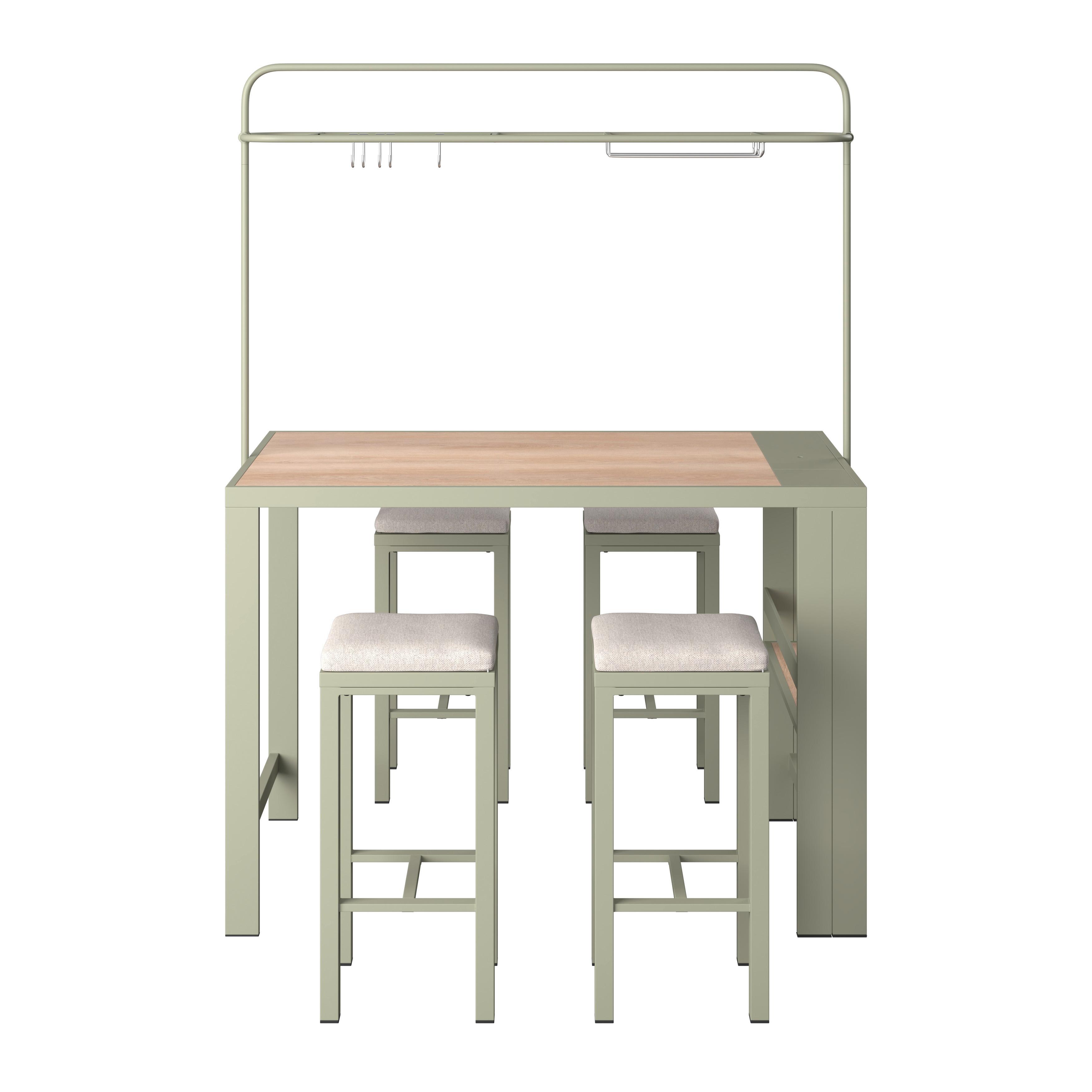 UTEMÖBLER SET NELLI 2 - beige/grön, Modern, metall/textil (80/157/209cm)