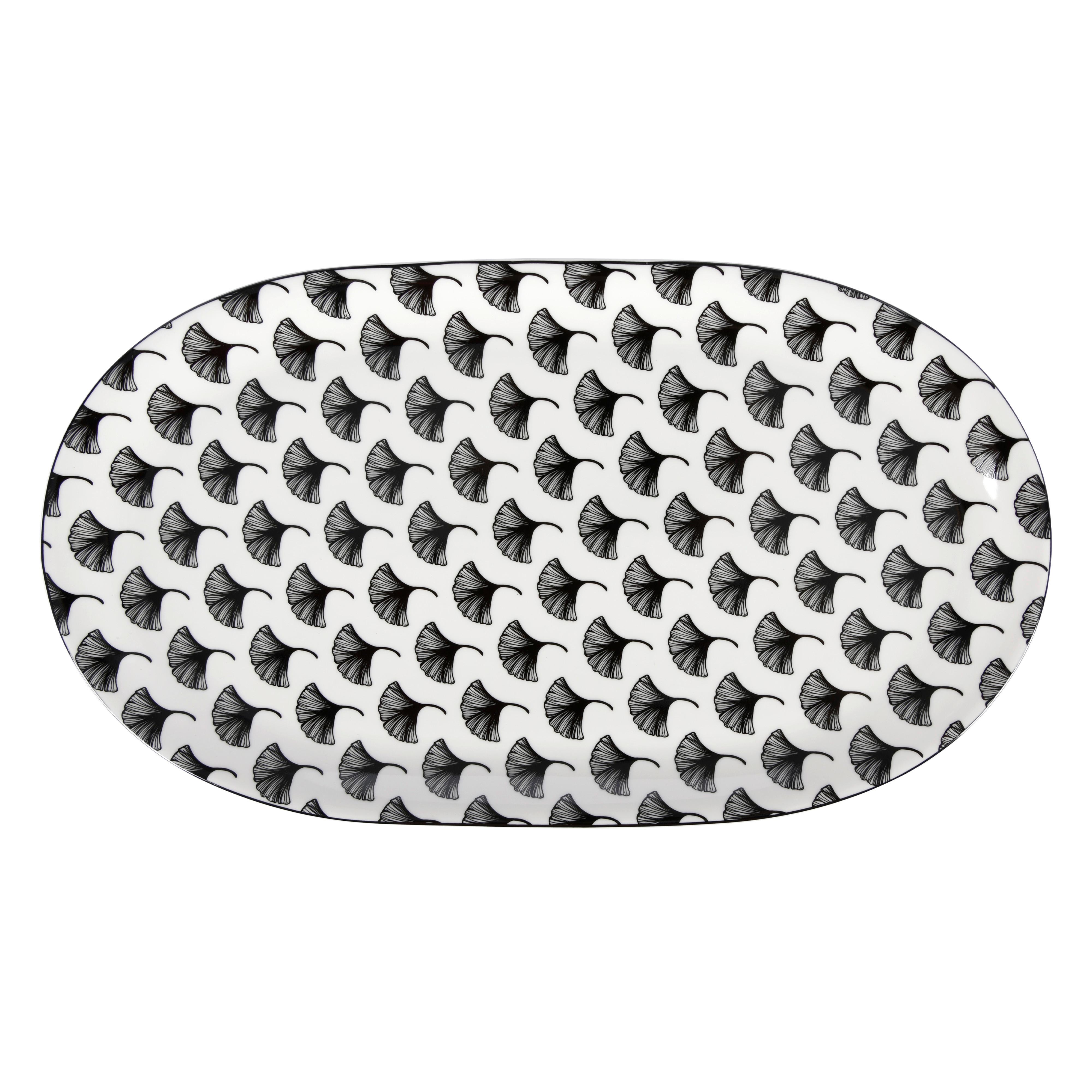 Servierplatte Shiva in Schwarz/Weiss ca. Ø 37,5cm - Weiss/Schwarz, Lifestyle, Keramik (37,5cm) - Premium Living