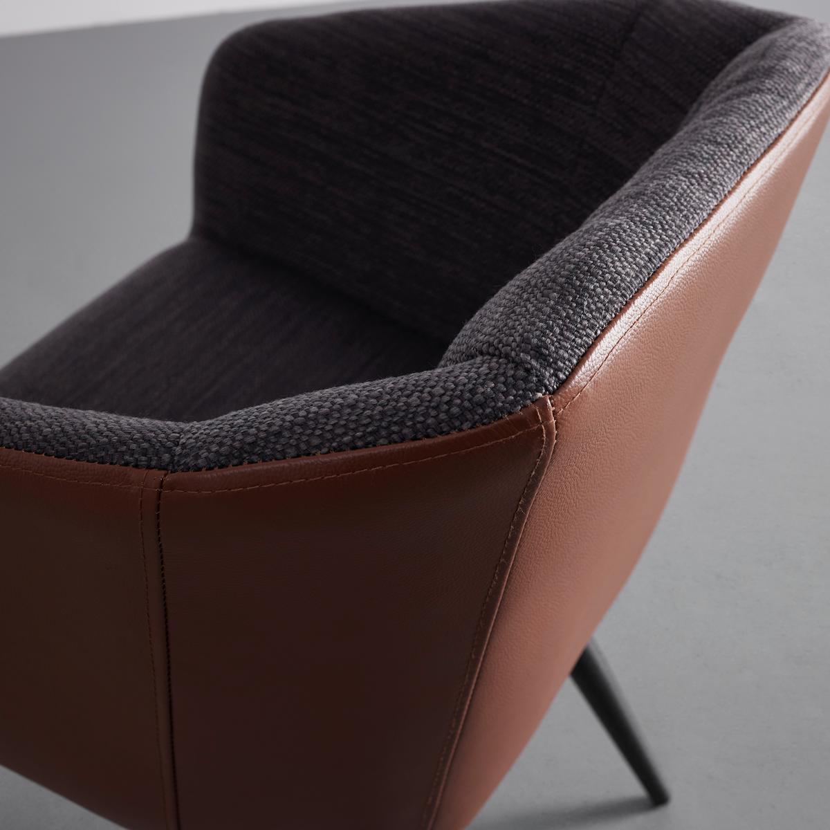 KRZESŁO Z PODŁOKIETNIKAMI BIANCO - ciemnoszary/czarny, Modern, skóra/metal (55,5/75,5/58cm) - Bessagi Home