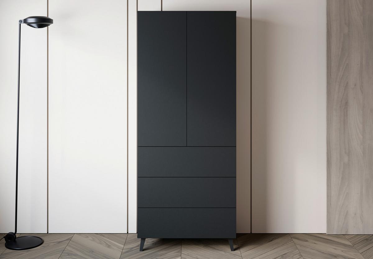 Comodă înaltă PHUKET - negru, Design, material pe bază de lemn (70/170/39cm) - P & B