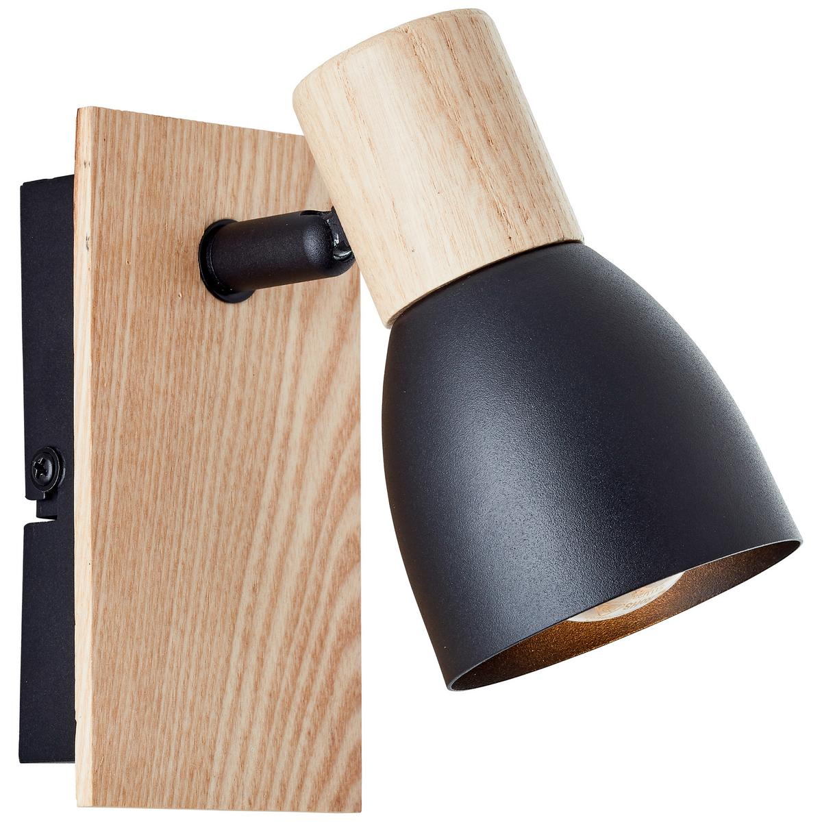 Strahler Daintree Schwarz/Natur max. 28 Watt - Schwarz/Naturfarben, Basics, Holz/Metall (14/7cm) - Brilliant