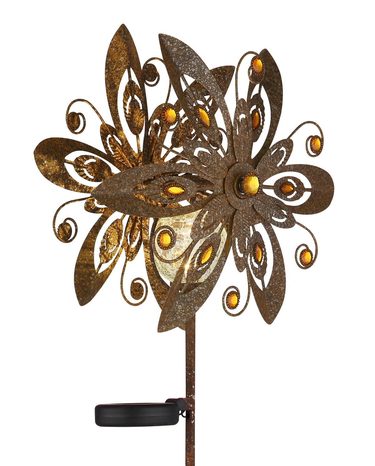 Solarleuchte 36578  Solar - Klar/Rostfarben, Design, Glas/Metall (32/17,5/124cm) - Globo