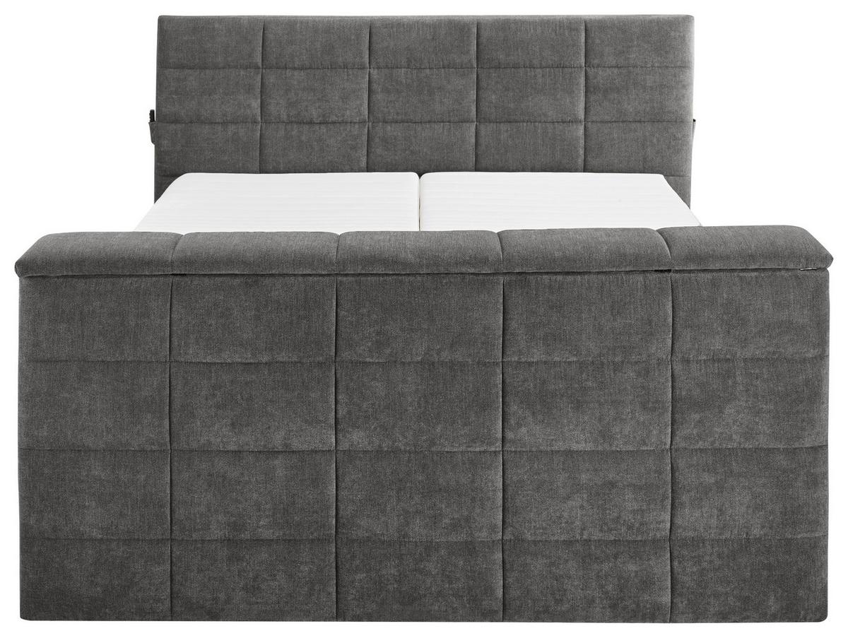 Boxspringbett Denver Grau ca. 180x200 cm mit Topper - Dunkelgrau, KONVENTIONELL, Textil (180/200cm) - Carryhome