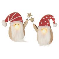 Božični Led-okrasek Yaelle -Paz-, Škrat - rdeča/bela, Konvencionalno, tekstil/les (8,5/10cm) - Premium Living