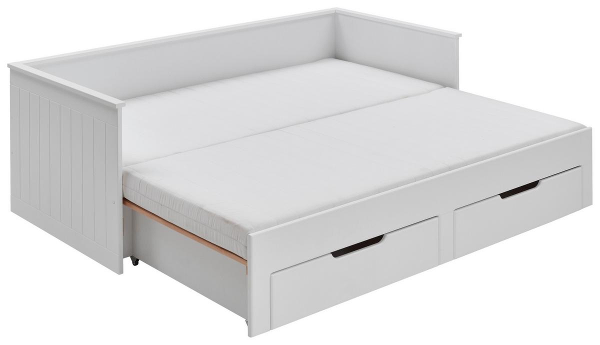 Raztegljiva Postelja Clara, Bela, 90-180x200 - bela/barve bukve, Basics, leseni material/les (90/200cm) - P & B