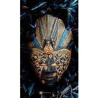Aluminiumbild Tribal Multicolor ca. 70x118cm - Blau/Goldfarben, Design, Kunststoff/Metall (70/118cm) - Wandkraft