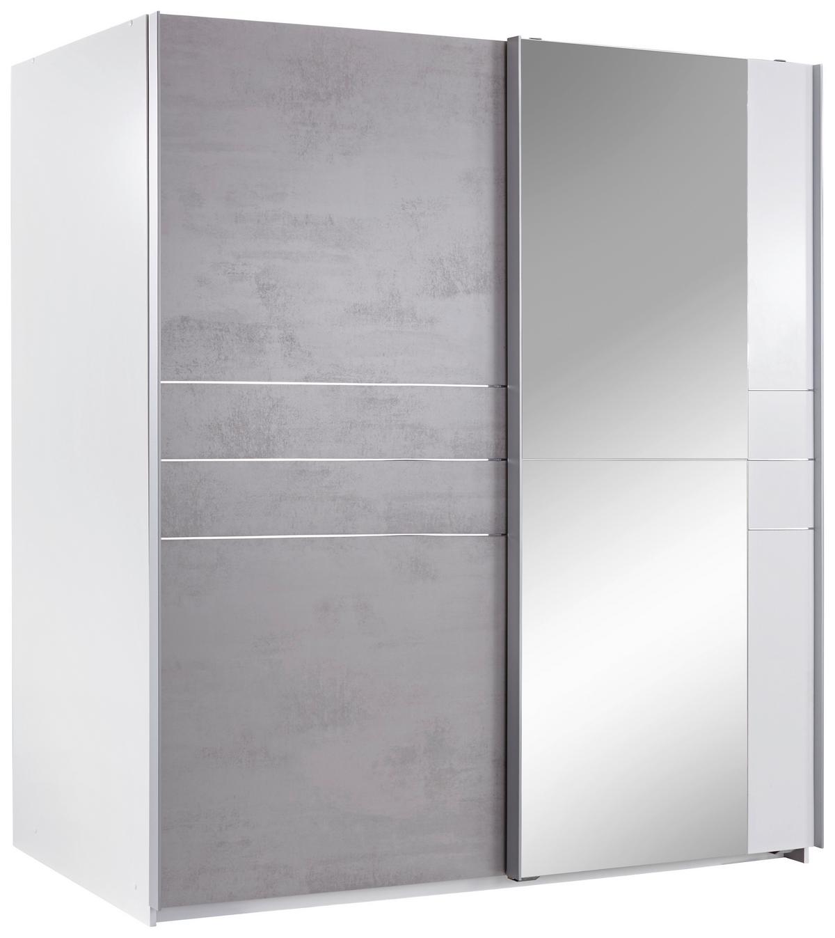 Schiebetürenschrank Stripe ca. 180x198 cm Grau/Weiß - Alufarben/Weiß, MODERN, Glas/Holzwerkstoff (180/198/64cm) - MID.YOU
